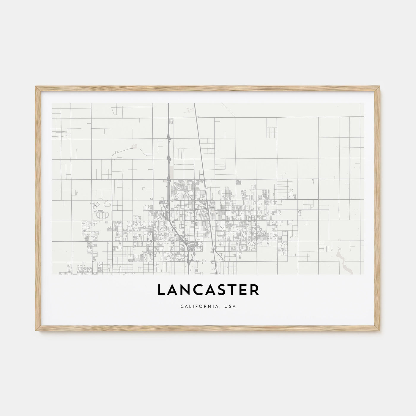 Lancaster, California Map Landscape Poster