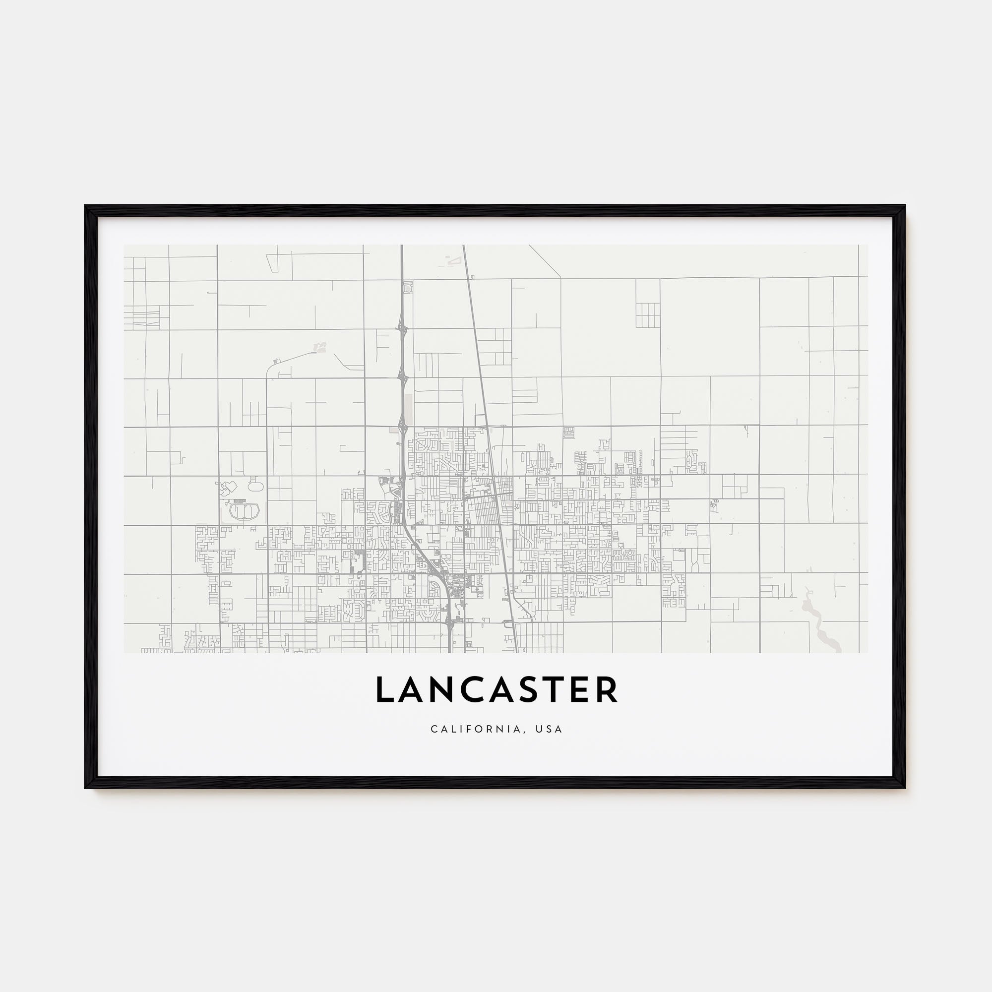 Lancaster, California Map Landscape Poster