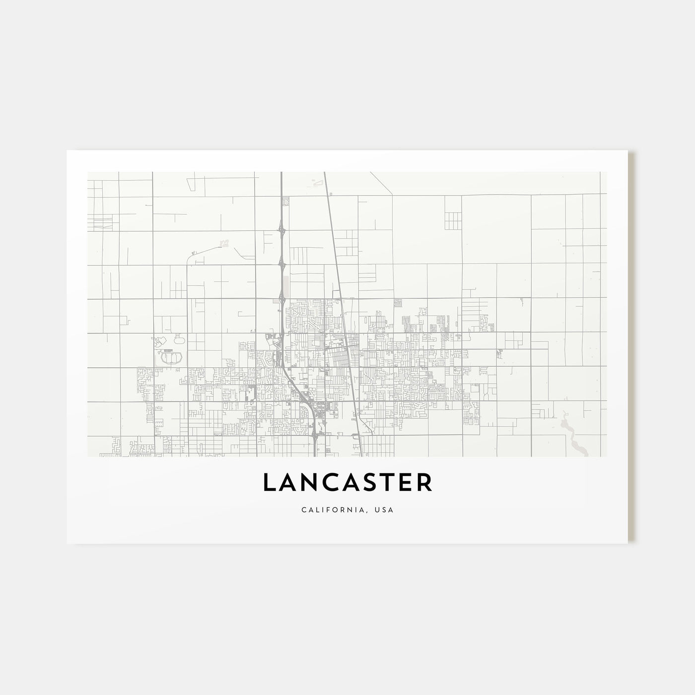 Lancaster, California Map Landscape Poster