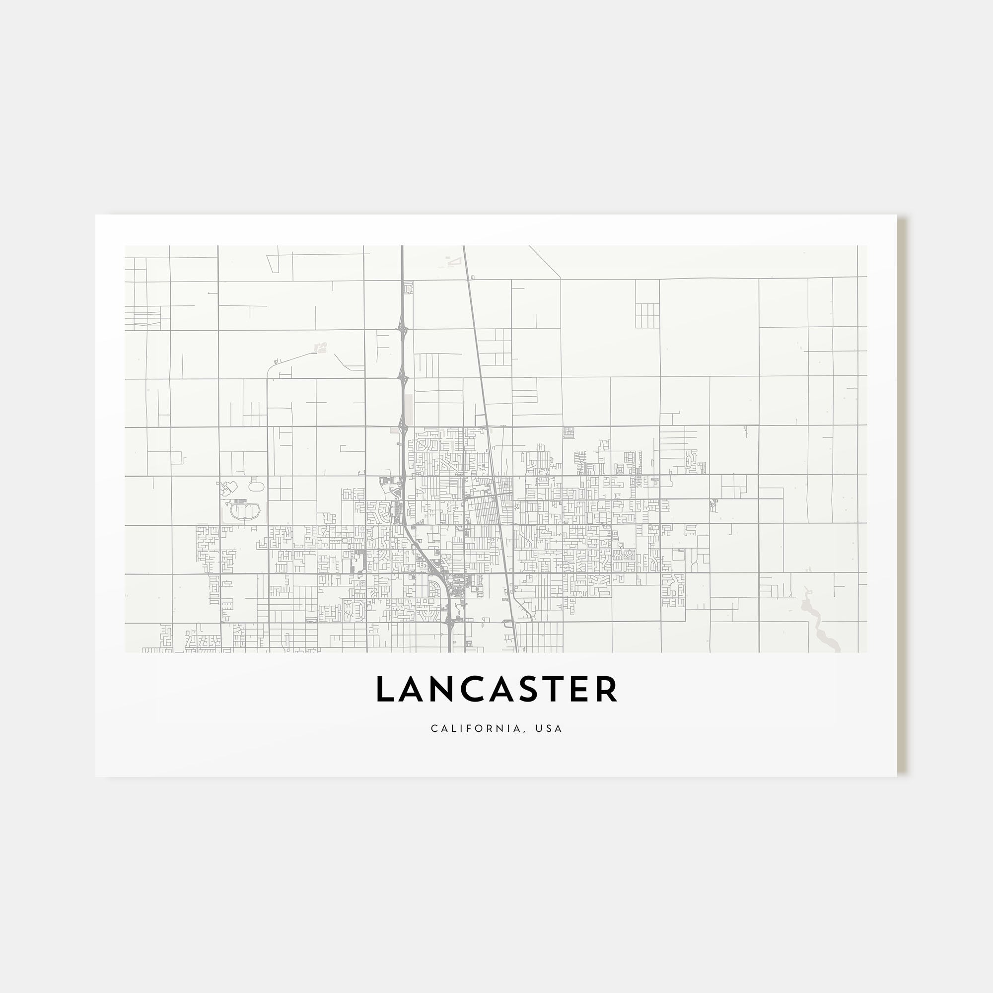 Lancaster, California Map Landscape Poster