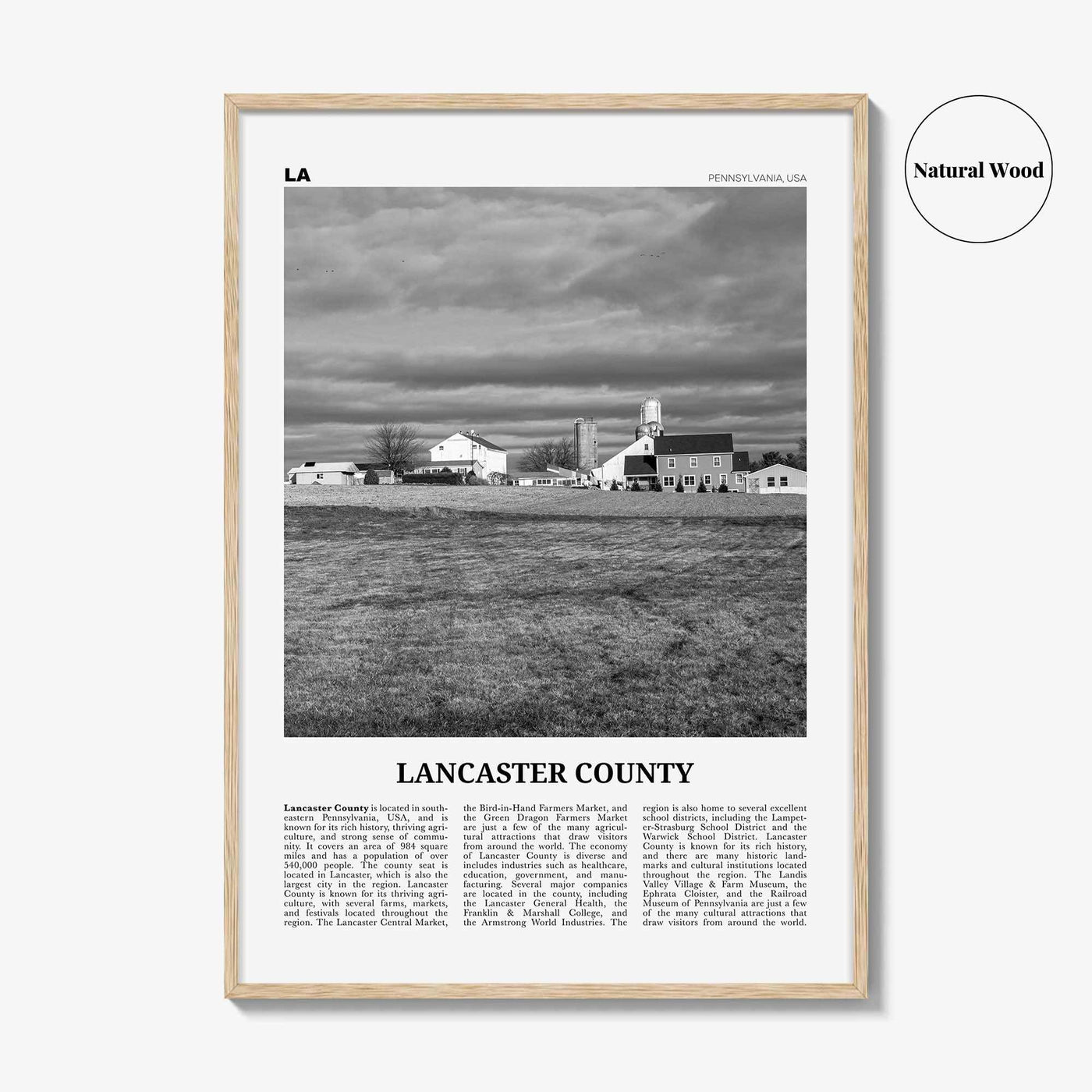 Lancaster County Print Black and White, Lancaster County Wall Art, Lancaster Poster, Lancaster Photo, Lancaster Wall Décor, Lancaster Map