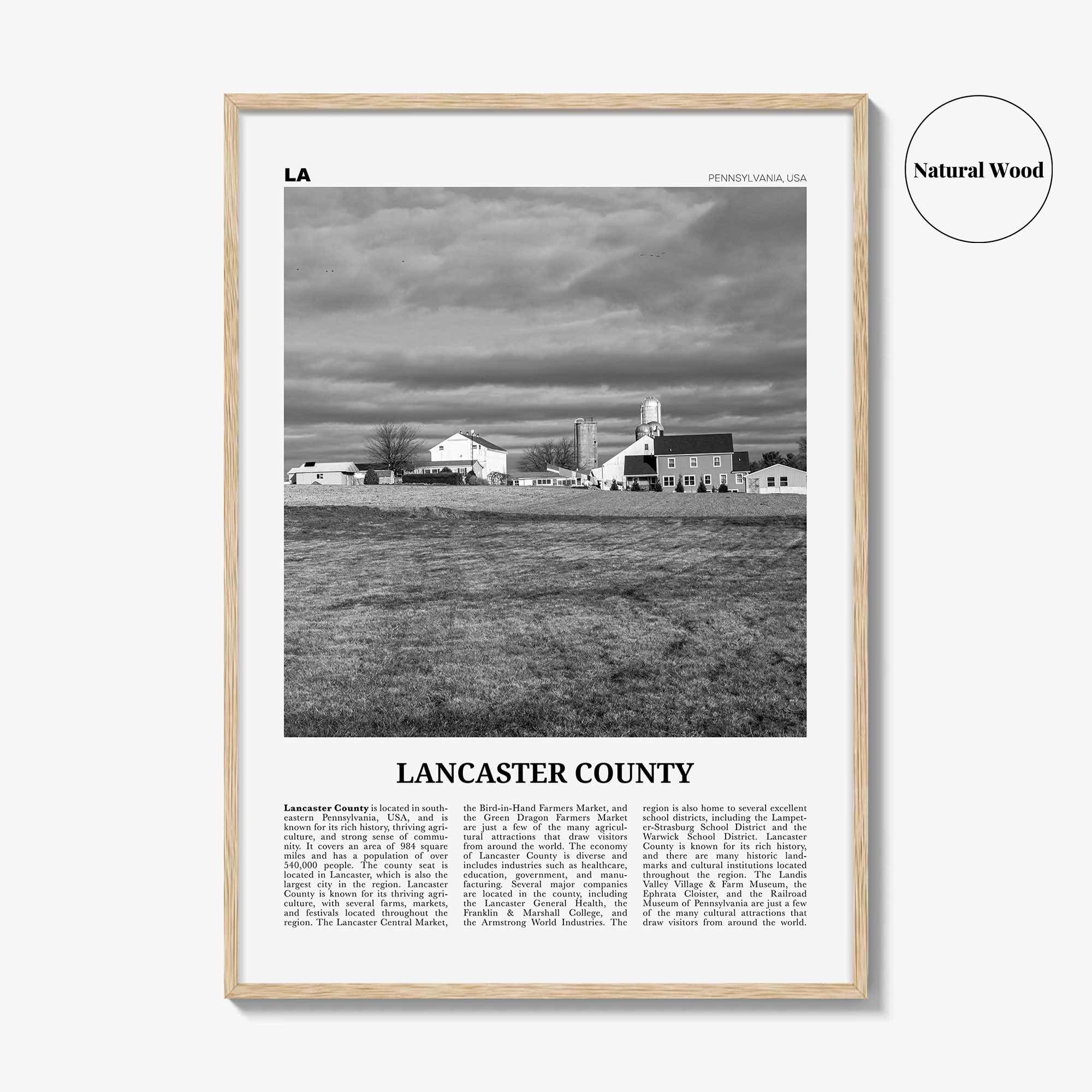 Lancaster County Print Black and White, Lancaster County Wall Art, Lancaster Poster, Lancaster Photo, Lancaster Wall Décor, Lancaster Map