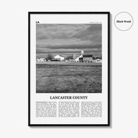Lancaster County Print Black and White, Lancaster County Wall Art, Lancaster Poster, Lancaster Photo, Lancaster Wall Décor, Lancaster Map