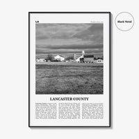Lancaster County Print Black and White, Lancaster County Wall Art, Lancaster Poster, Lancaster Photo, Lancaster Wall Décor, Lancaster Map