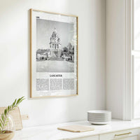 Lancaster Print Black and White England, Lancaster Wall Art, Lancaster Poster, Lancaster, Lancashire, UK, United Kingdom, Europe