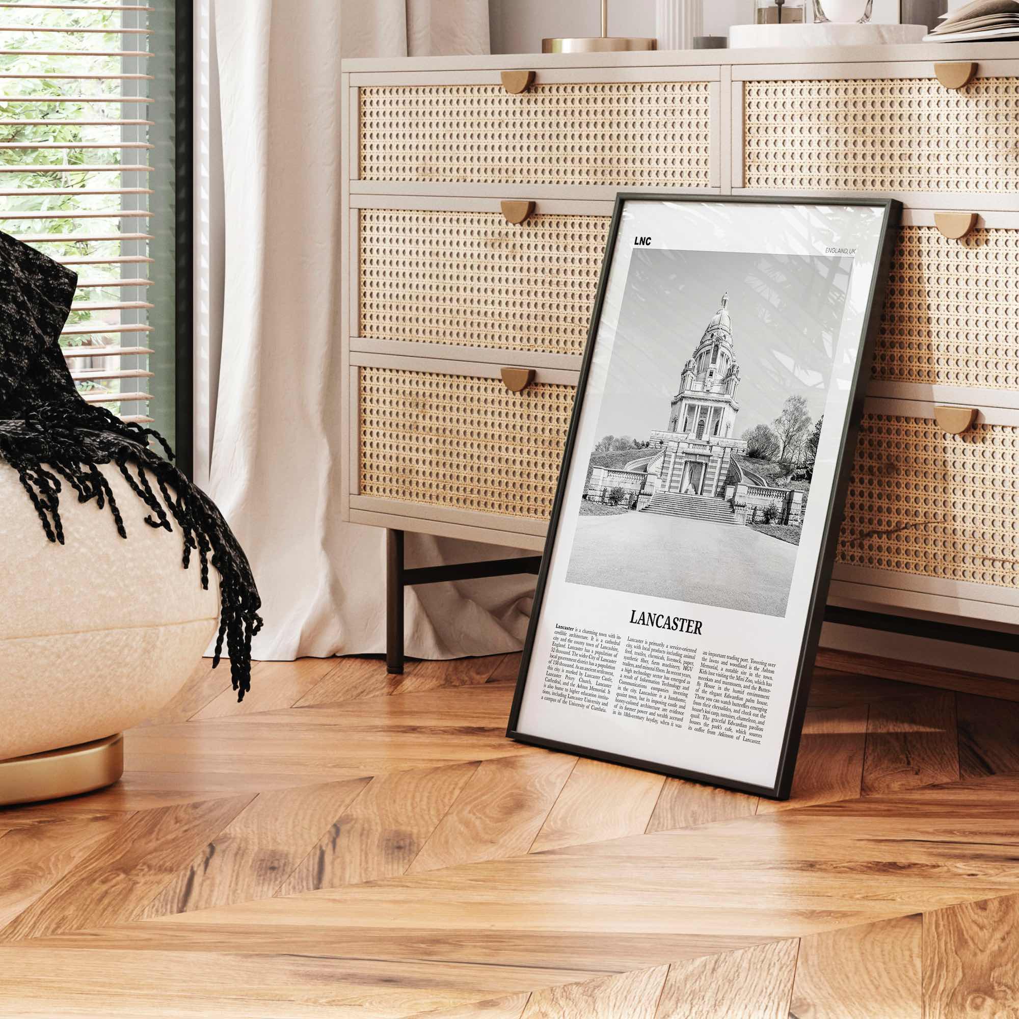 Lancaster Print Black and White England, Lancaster Wall Art, Lancaster Poster, Lancaster, Lancashire, UK, United Kingdom, Europe