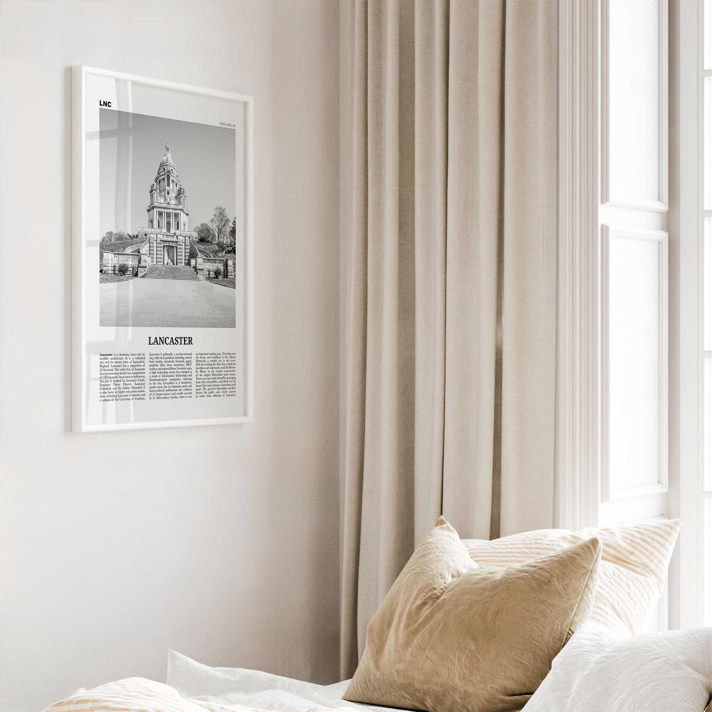 Lancaster Print Black and White England, Lancaster Wall Art, Lancaster Poster, Lancaster, Lancashire, UK, United Kingdom, Europe