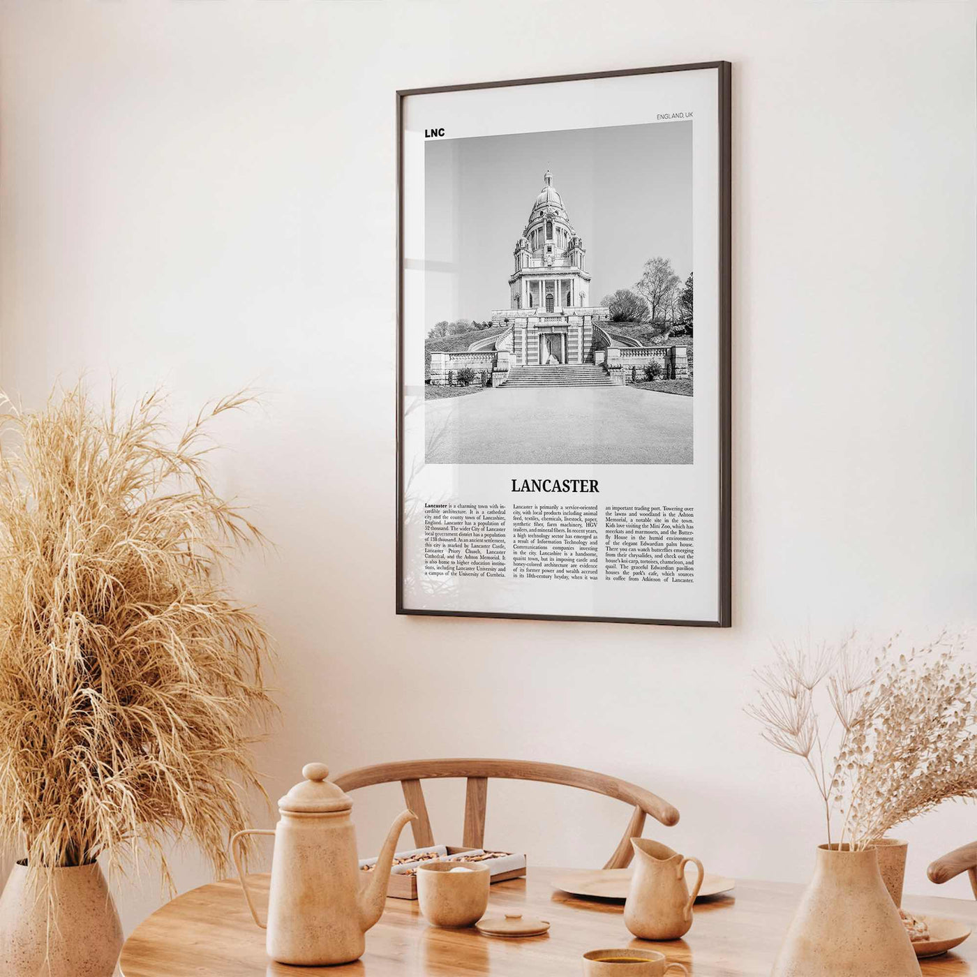 Lancaster Print Black and White England, Lancaster Wall Art, Lancaster Poster, Lancaster, Lancashire, UK, United Kingdom, Europe