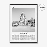 Lancaster Print Black and White England, Lancaster Wall Art, Lancaster Poster, Lancaster, Lancashire, UK, United Kingdom, Europe