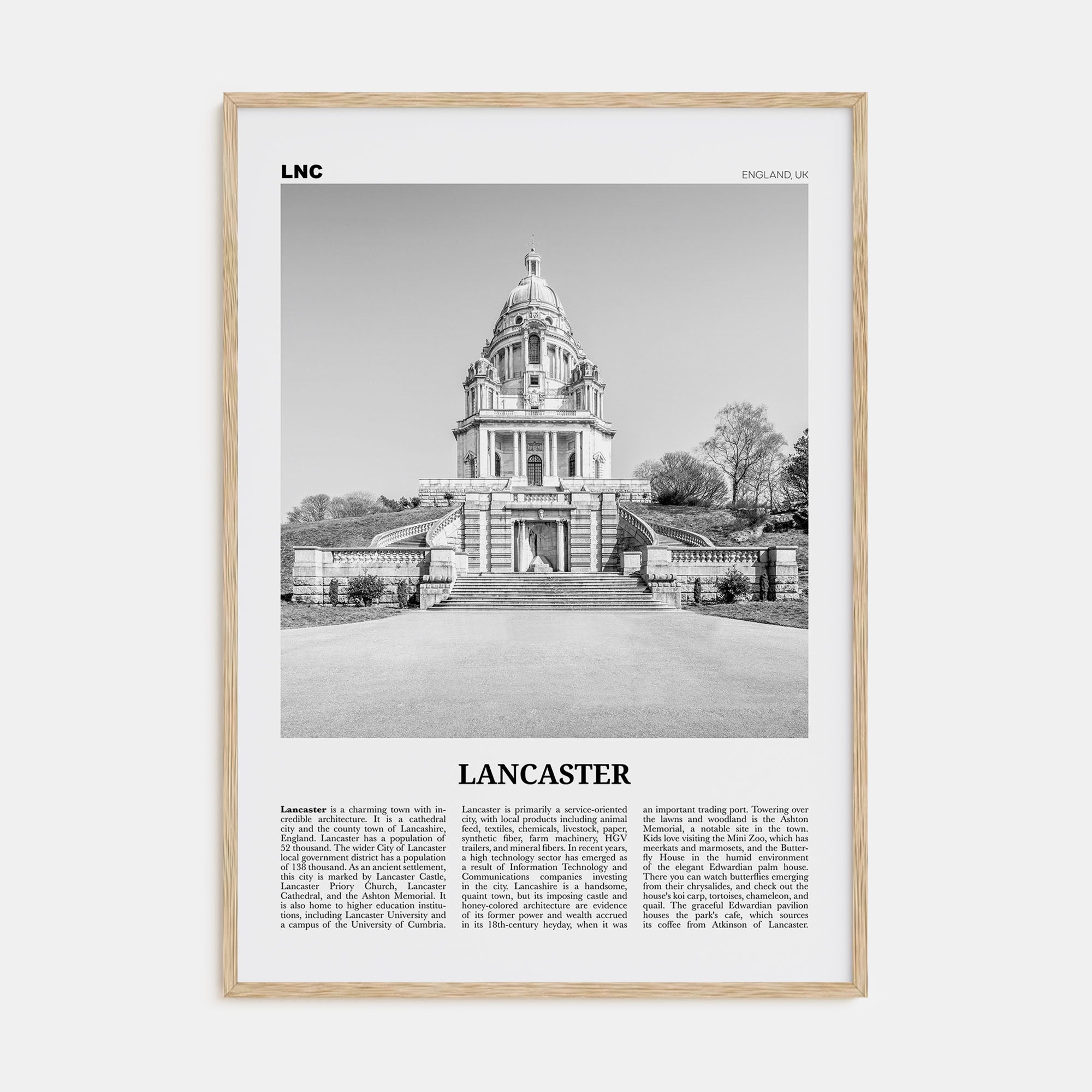 Lancaster, England Travel B&W Poster