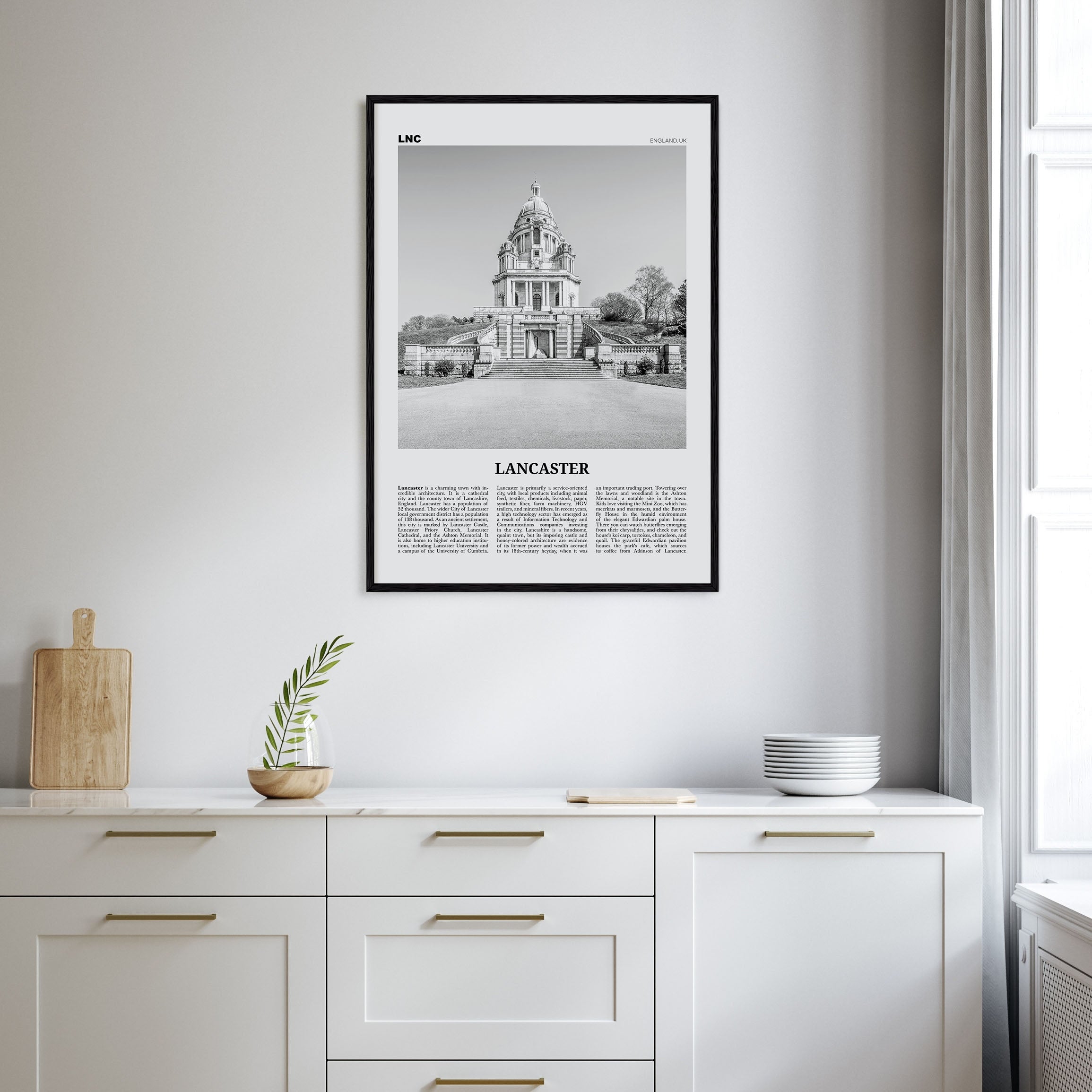 Lancaster, England Travel B&W Poster