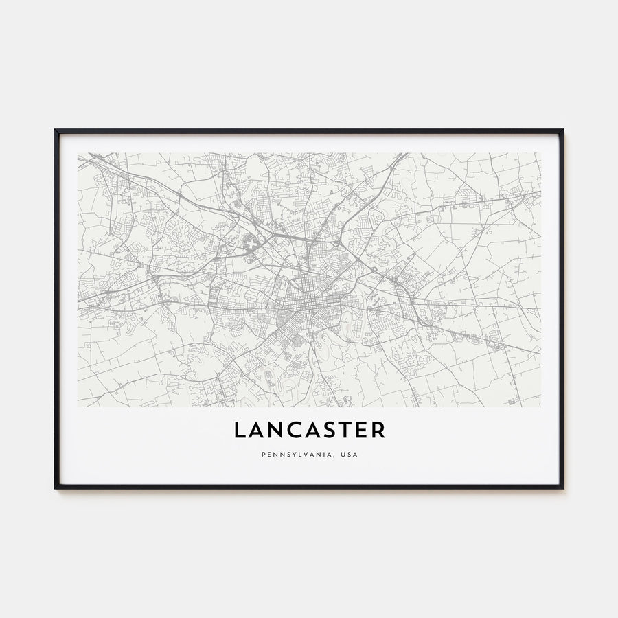 Lancaster, Pennsylvania Map Landscape Poster