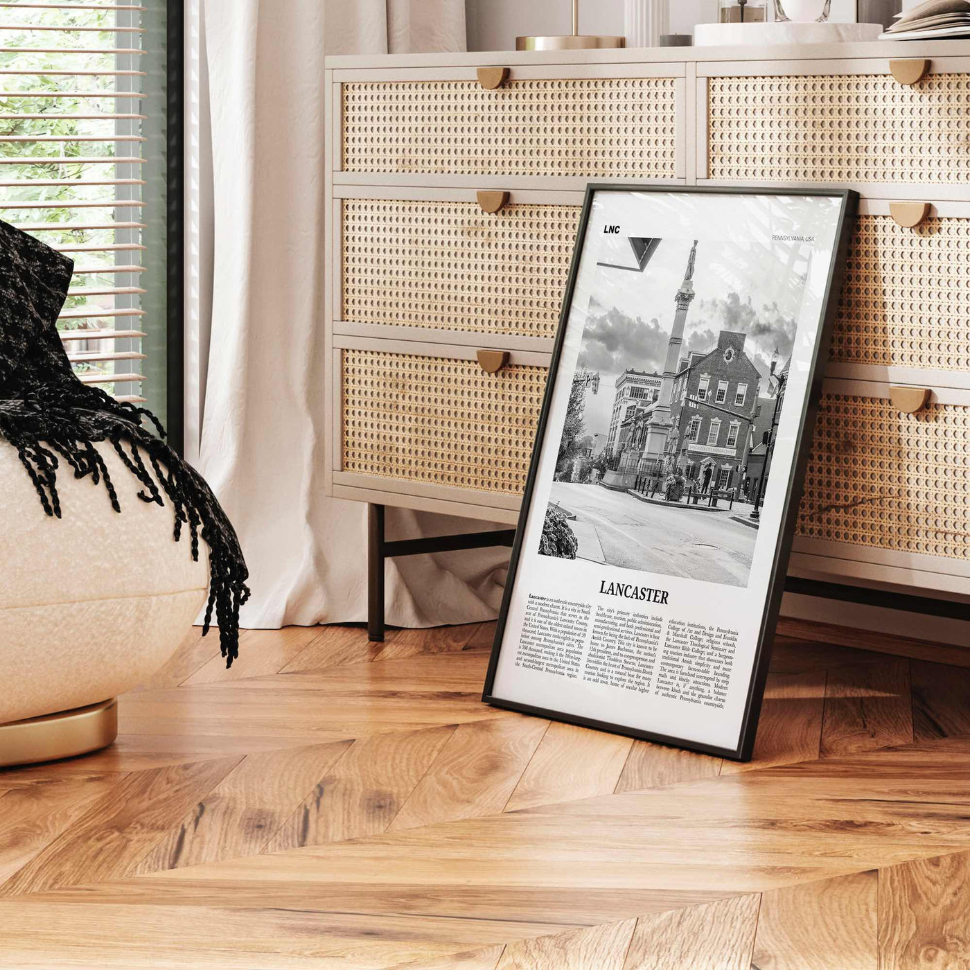 Lancaster Print Black and White Pennsylvania, Lancaster Wall Art, Lancaster Poster, Pennsylvania, USA, United States, North America