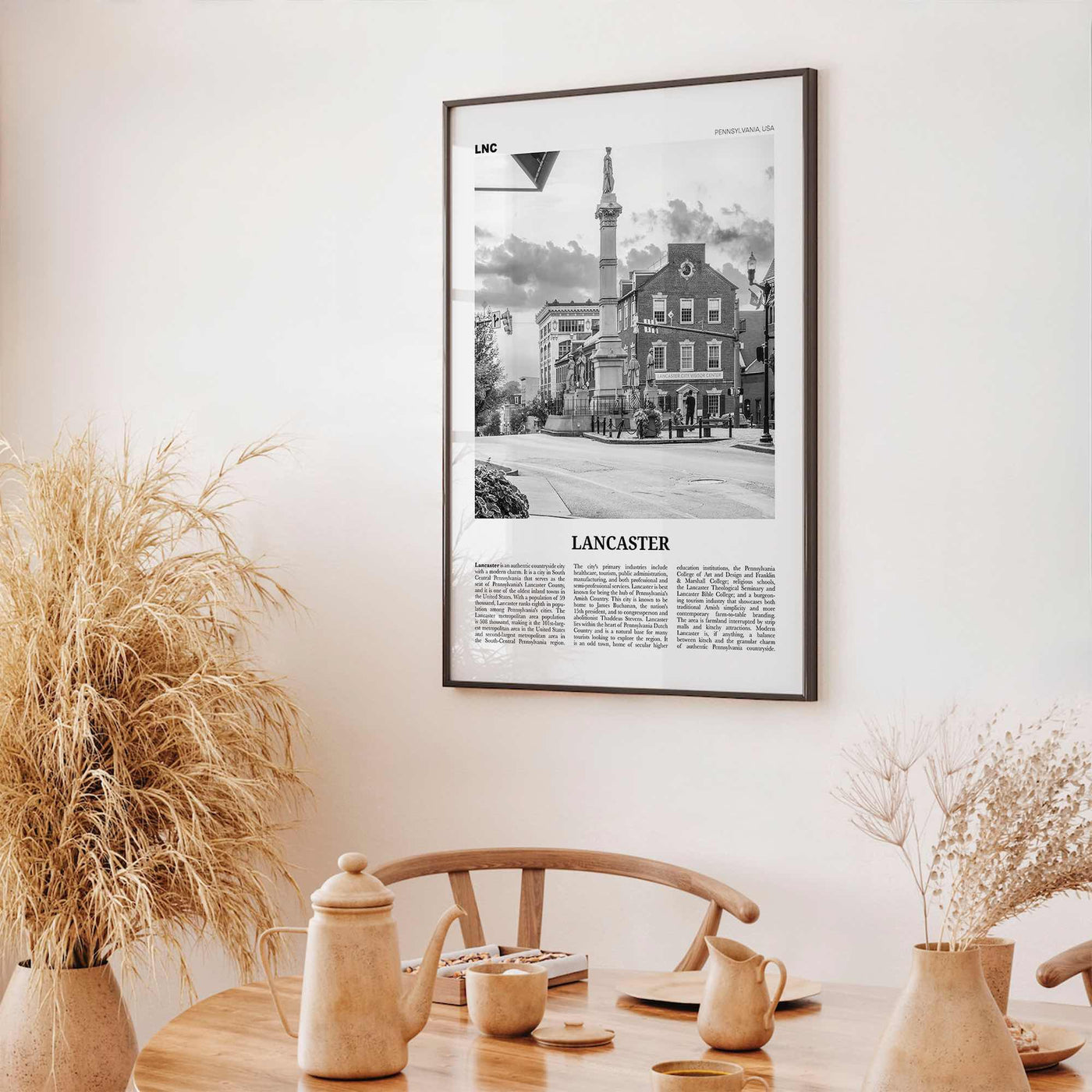 Lancaster Print Black and White Pennsylvania, Lancaster Wall Art, Lancaster Poster, Pennsylvania, USA, United States, North America