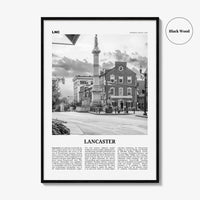 Lancaster Print Black and White Pennsylvania, Lancaster Wall Art, Lancaster Poster, Pennsylvania, USA, United States, North America