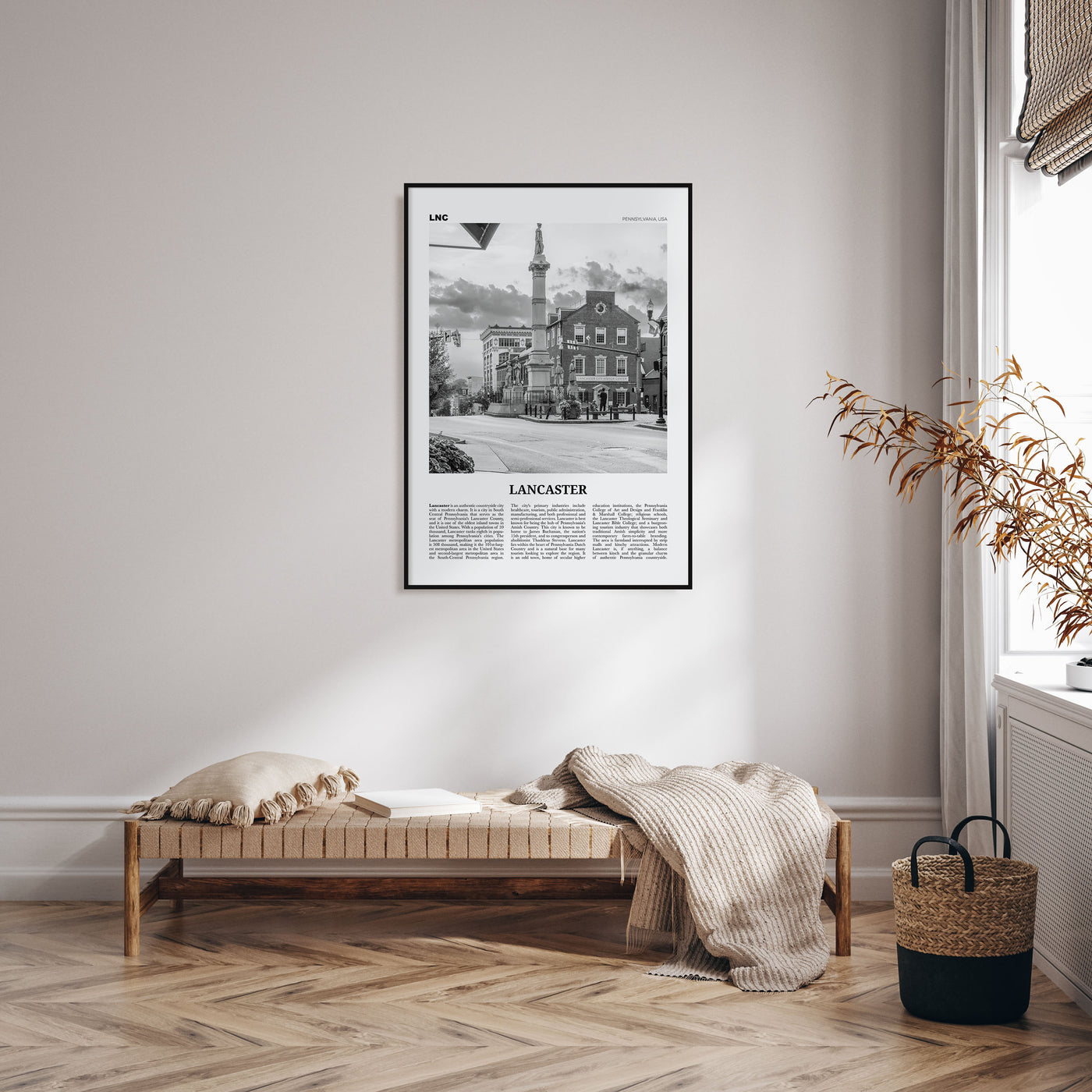 Lancaster, Pennsylvania Travel B&W Poster