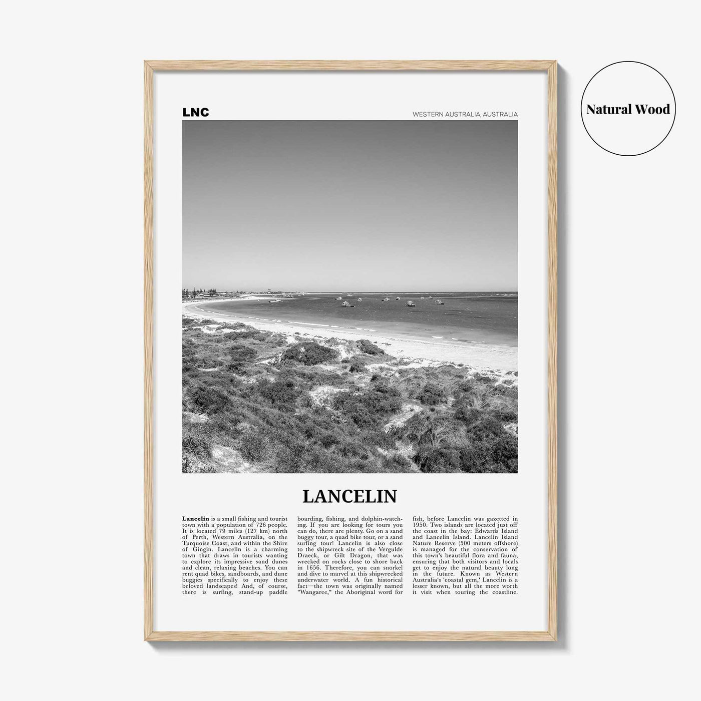 Lancelin Print Black and White, Lancelin Wall Art, Lancelin Poster, Lancelin Photo, Lancelin Wall Décor, Western Australia, Australia