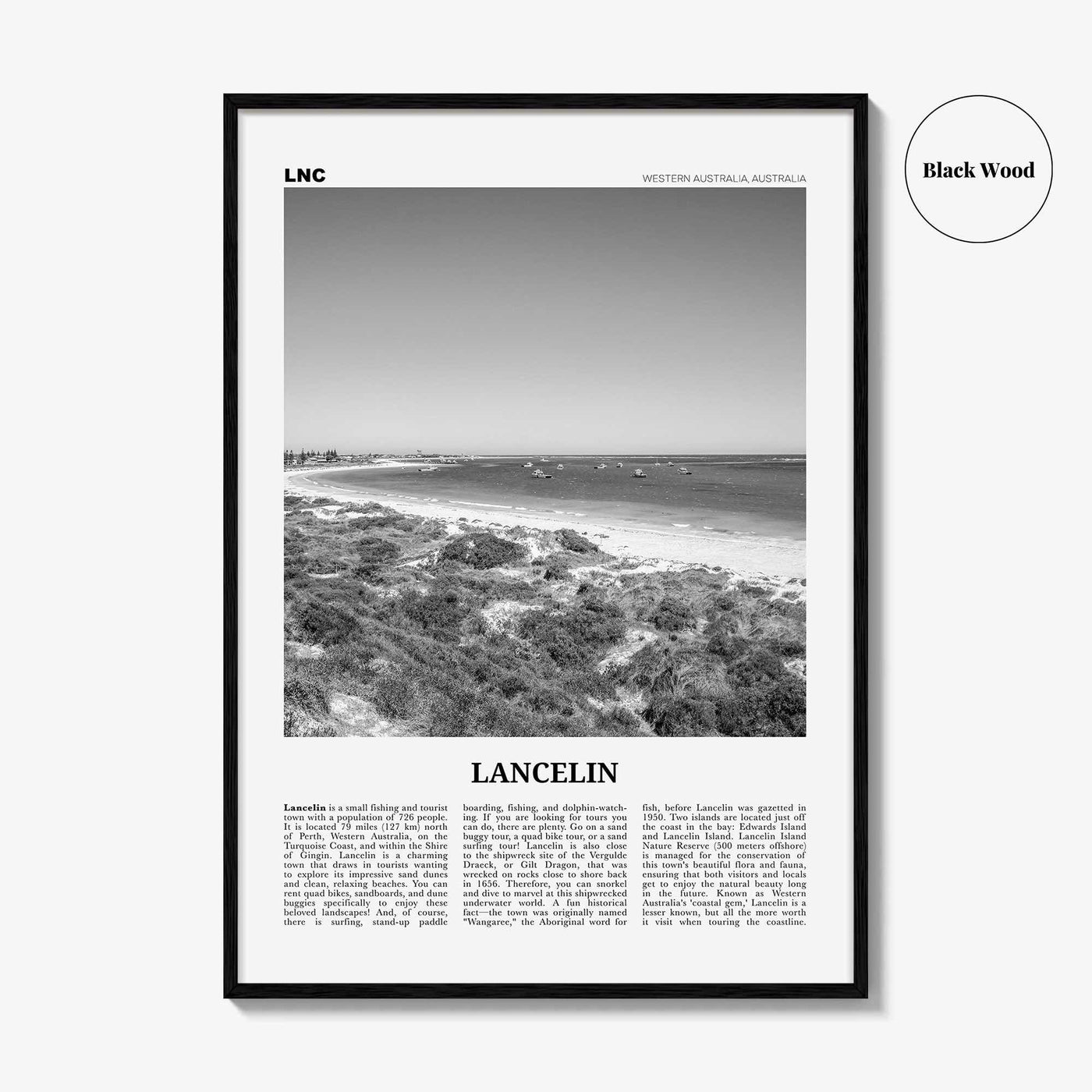 Lancelin Print Black and White, Lancelin Wall Art, Lancelin Poster, Lancelin Photo, Lancelin Wall Décor, Western Australia, Australia