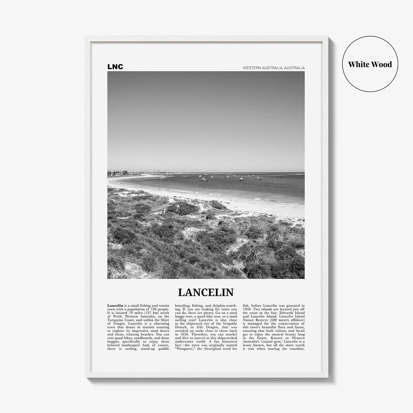 Lancelin Print Black and White, Lancelin Wall Art, Lancelin Poster, Lancelin Photo, Lancelin Wall Décor, Western Australia, Australia