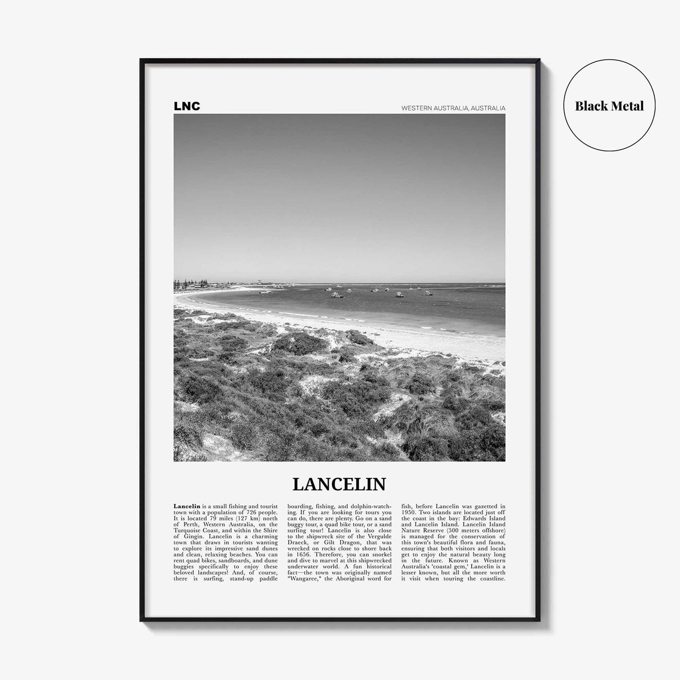Lancelin Print Black and White, Lancelin Wall Art, Lancelin Poster, Lancelin Photo, Lancelin Wall Décor, Western Australia, Australia