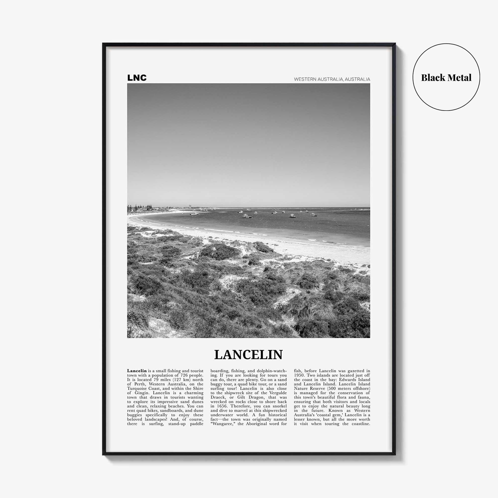 Lancelin Print Black and White, Lancelin Wall Art, Lancelin Poster, Lancelin Photo, Lancelin Wall Décor, Western Australia, Australia
