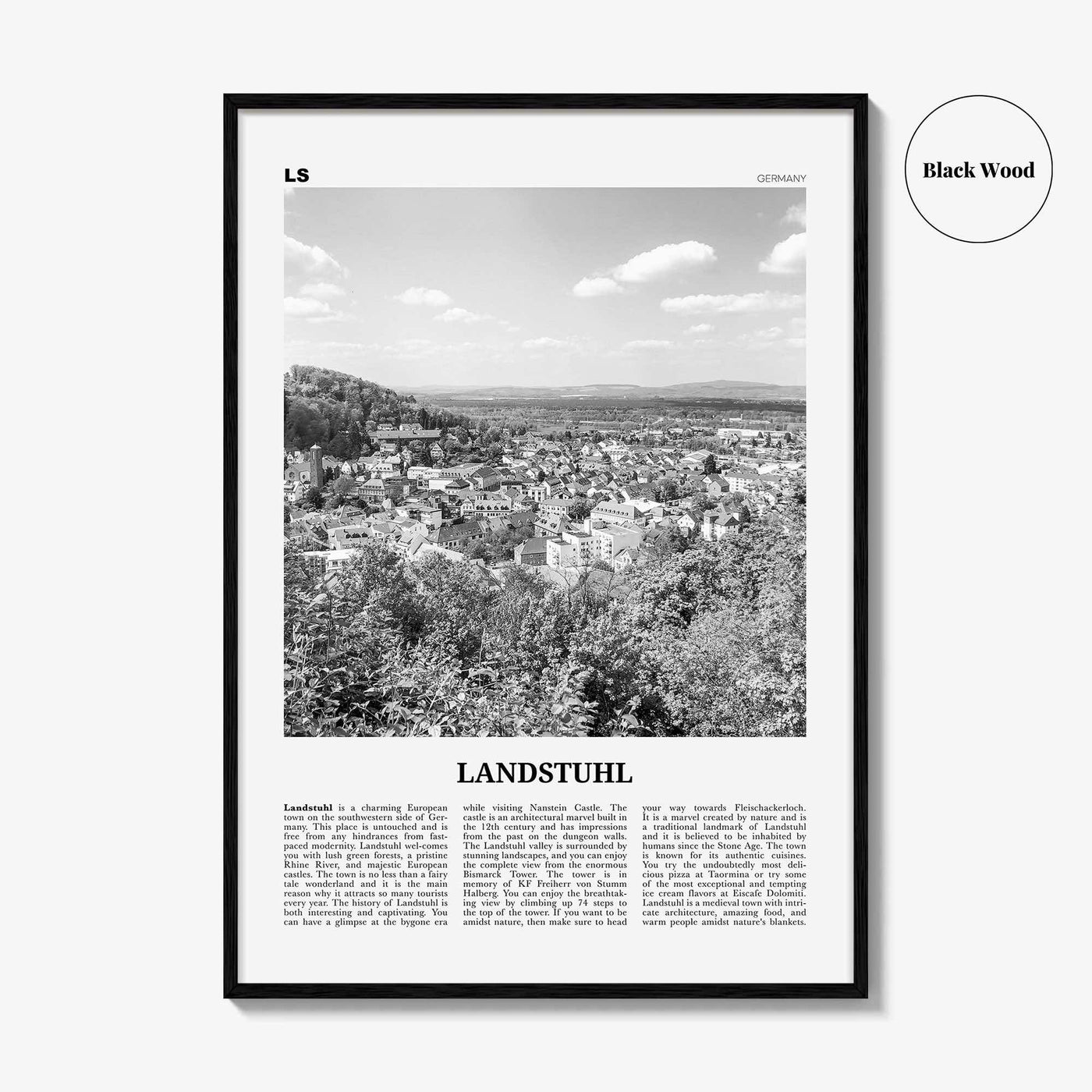 Landstuhl Print Black and White, Landstuhl Wall Art, Landstuhl Poster, Landstuhl Photo, Landstuhl Wall Décor,