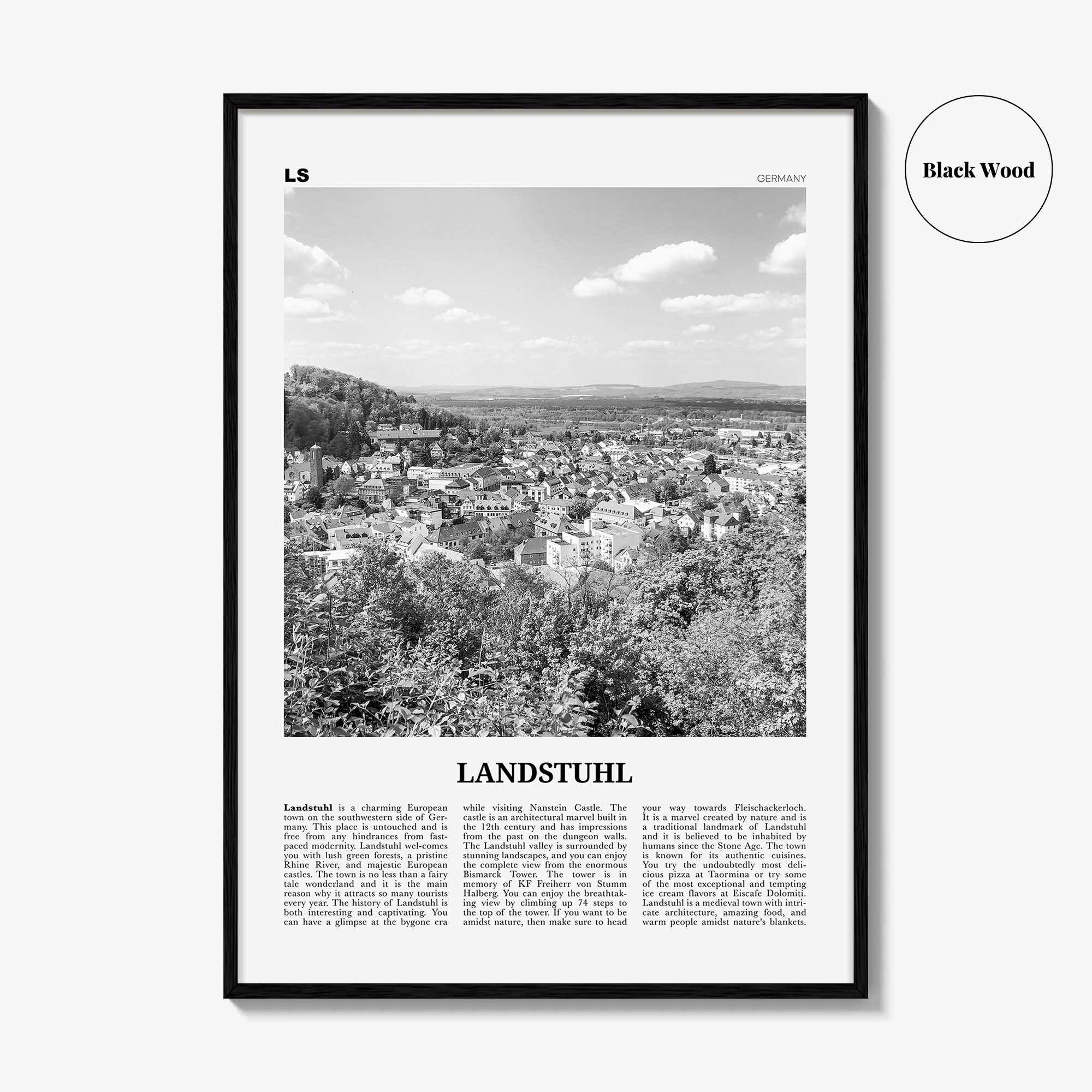 Landstuhl Print Black and White, Landstuhl Wall Art, Landstuhl Poster, Landstuhl Photo, Landstuhl Wall Décor,