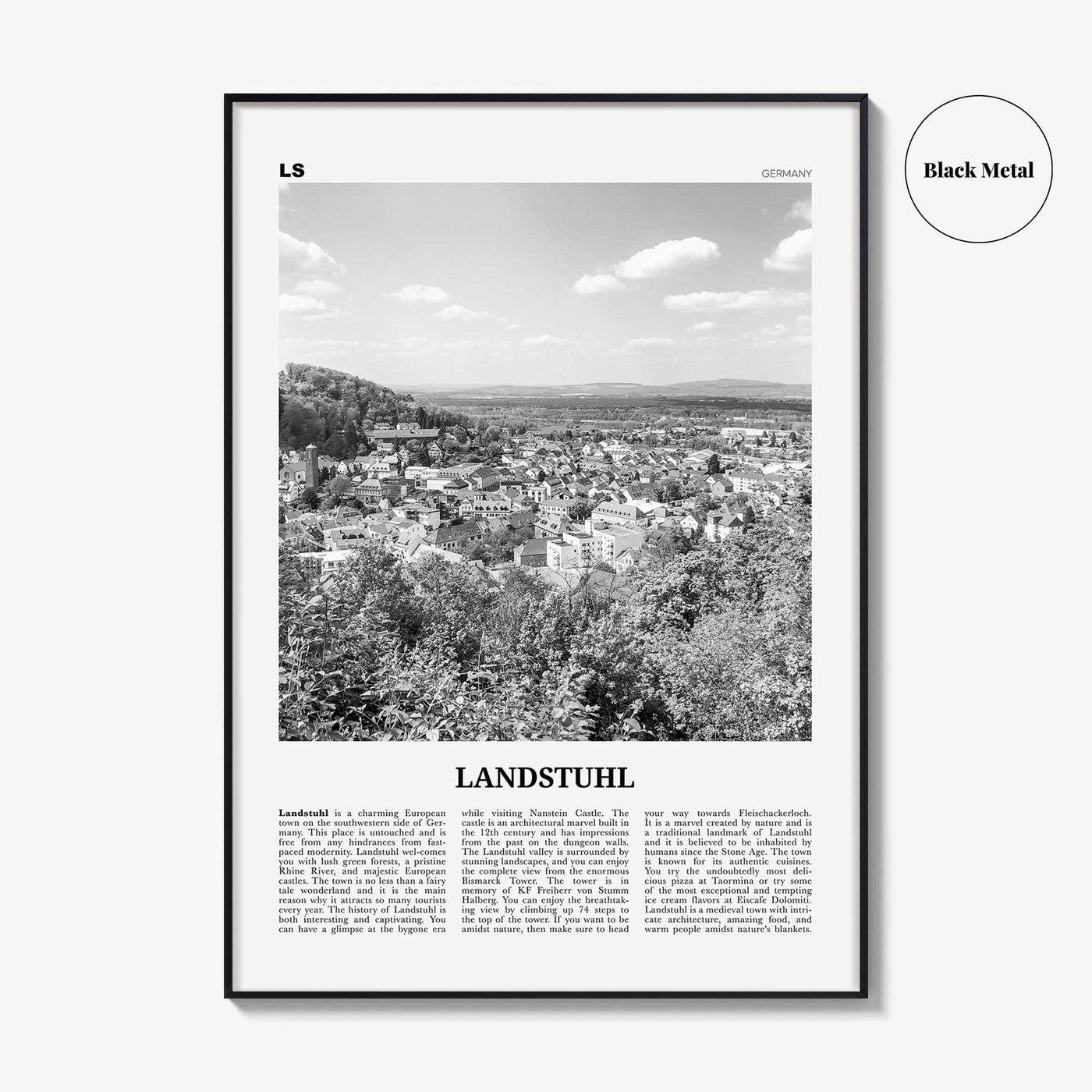 Landstuhl Print Black and White, Landstuhl Wall Art, Landstuhl Poster, Landstuhl Photo, Landstuhl Wall Décor,