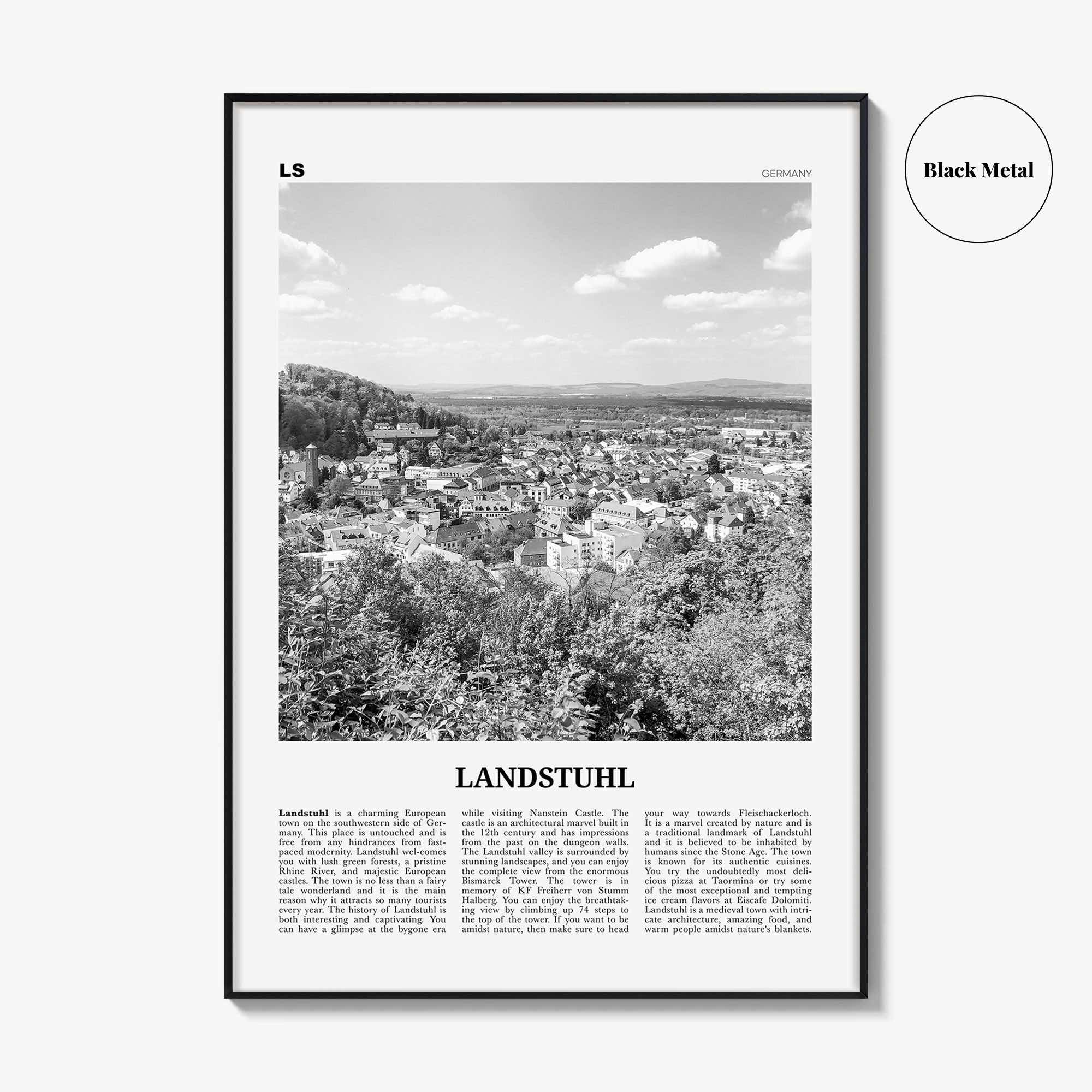 Landstuhl Print Black and White, Landstuhl Wall Art, Landstuhl Poster, Landstuhl Photo, Landstuhl Wall Décor,