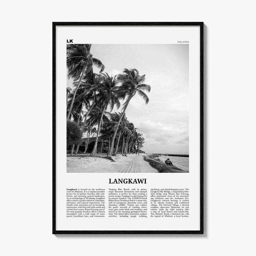 Langkawi Print Black and White, Langkawi Wall Art, Langkawi Poster, Langkawi Photo, Langkawi Wall Décor, Langkawi Map, Malaysia