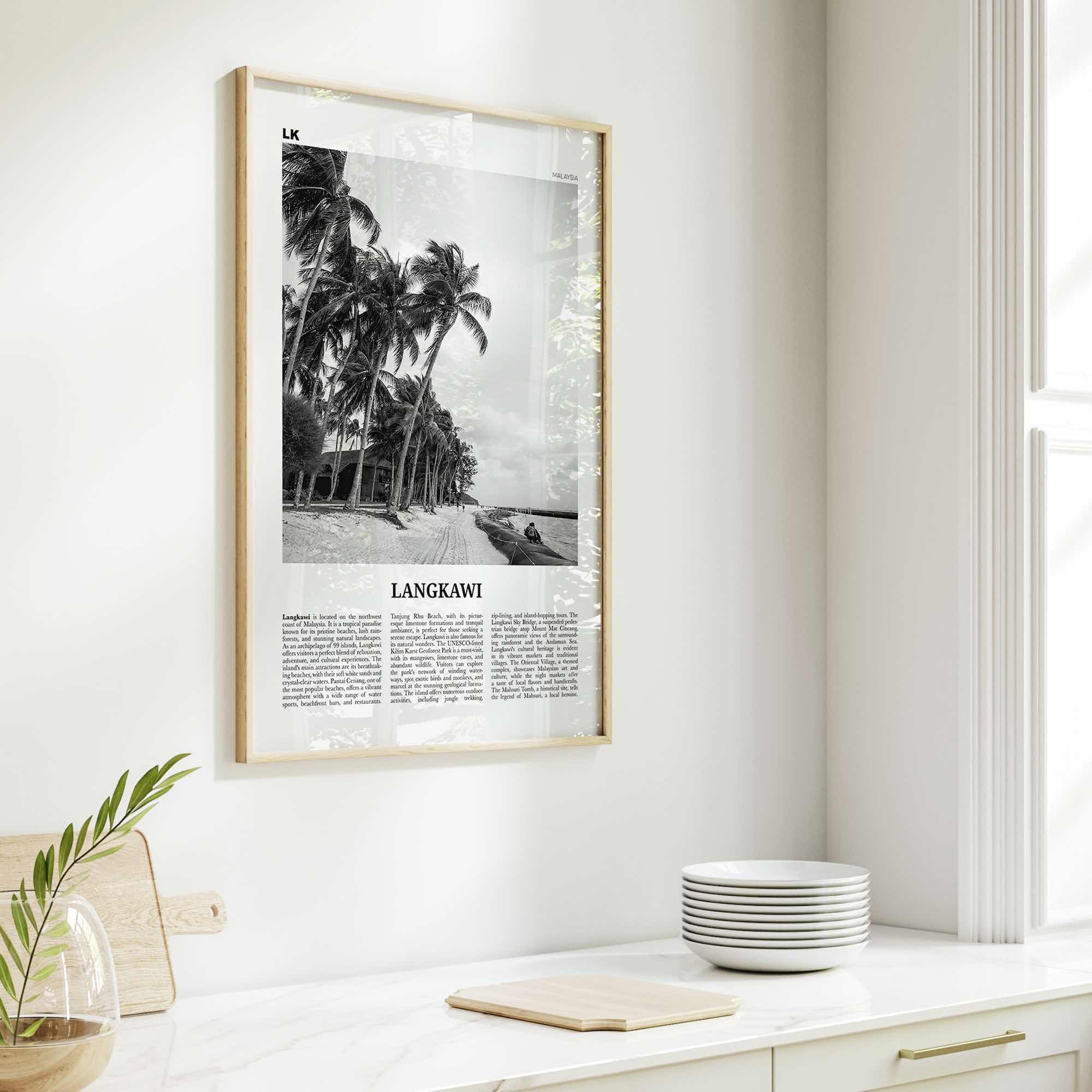 Langkawi Print Black and White, Langkawi Wall Art, Langkawi Poster, Langkawi Photo, Langkawi Wall Décor, Langkawi Map, Malaysia