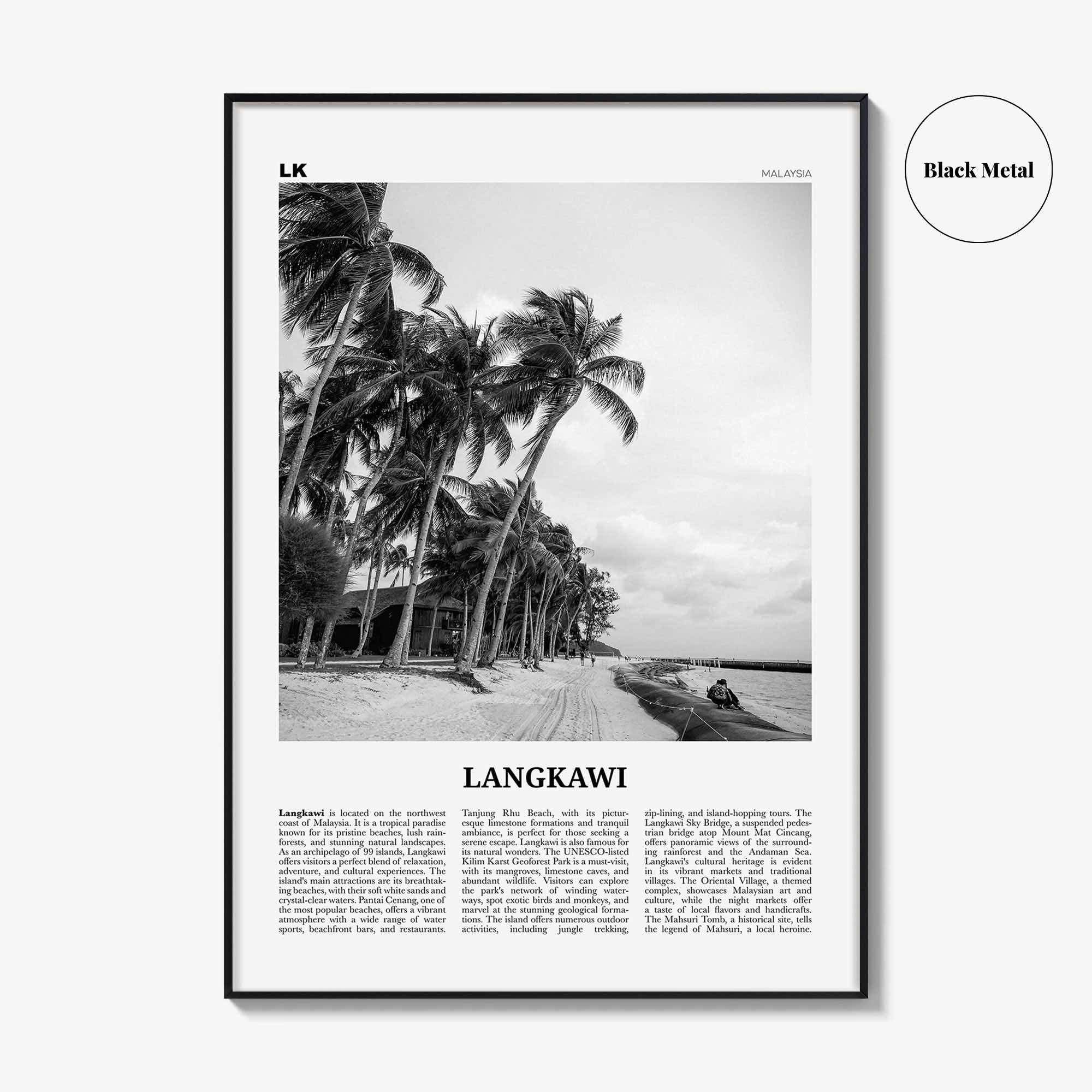 Langkawi Print Black and White, Langkawi Wall Art, Langkawi Poster, Langkawi Photo, Langkawi Wall Décor, Langkawi Map, Malaysia