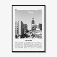 Lansing Print Black and White, Lansing Wall Art, Lansing Poster, Lansing Photo, Lansing Décor, Michigan, USA, United States, North America