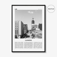 Lansing Print Black and White, Lansing Wall Art, Lansing Poster, Lansing Photo, Lansing Décor, Michigan, USA, United States, North America
