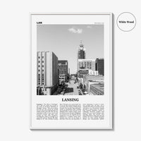 Lansing Print Black and White, Lansing Wall Art, Lansing Poster, Lansing Photo, Lansing Décor, Michigan, USA, United States, North America