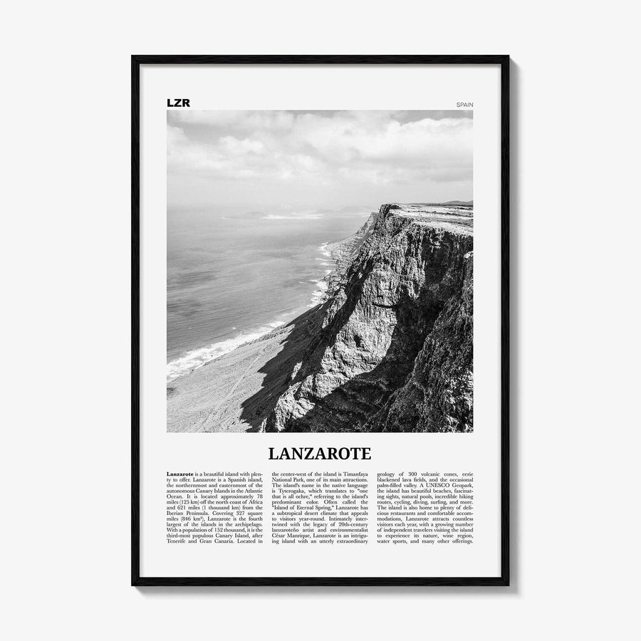 Lanzarote Print Black and White, Lanzarote Wall Art, Lanzarote Poster, Lanzarote Photo, Canary, Spain, Canarias, España, Lanza, Europe
