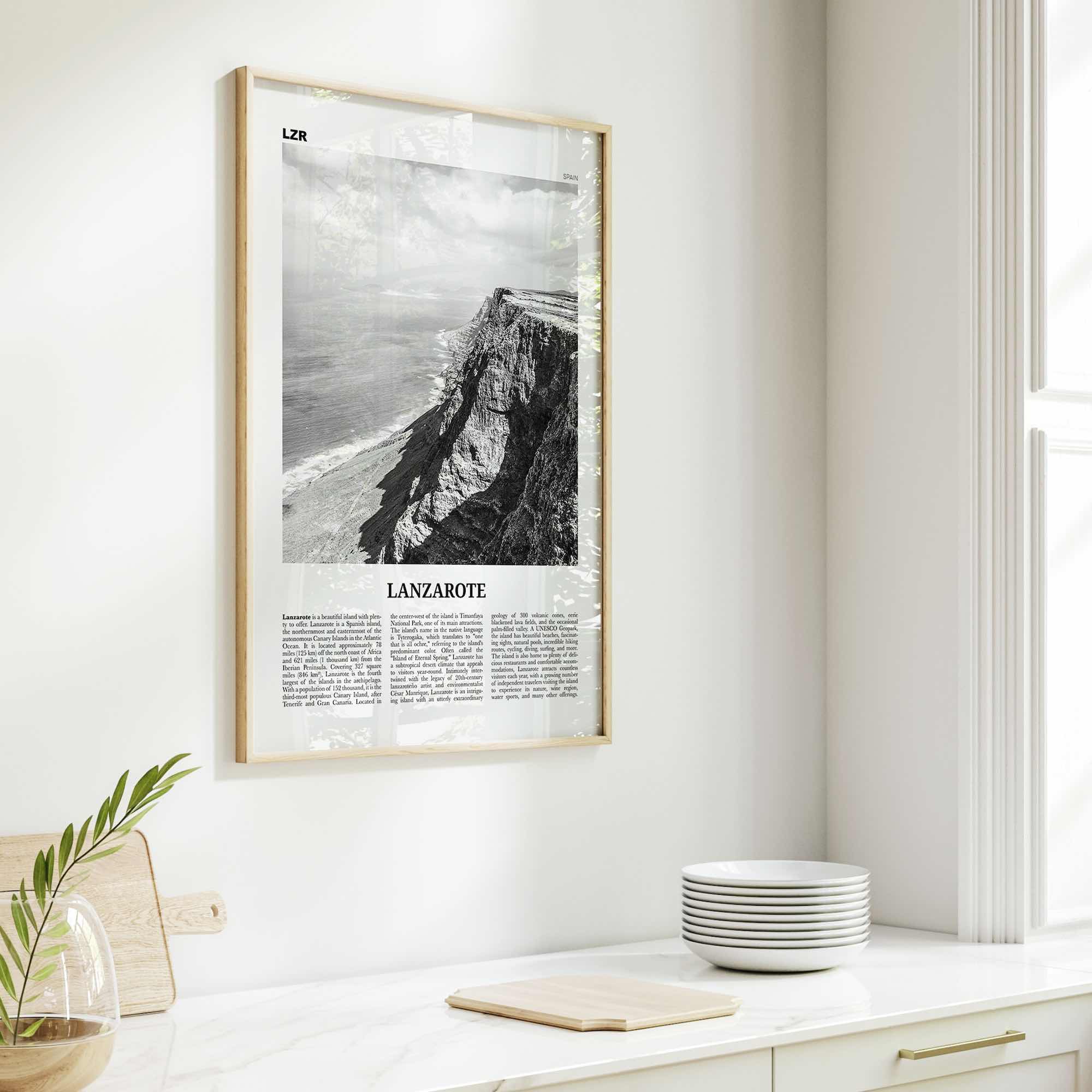 Lanzarote Print Black and White, Lanzarote Wall Art, Lanzarote Poster, Lanzarote Photo, Canary, Spain, Canarias, España, Lanza, Europe