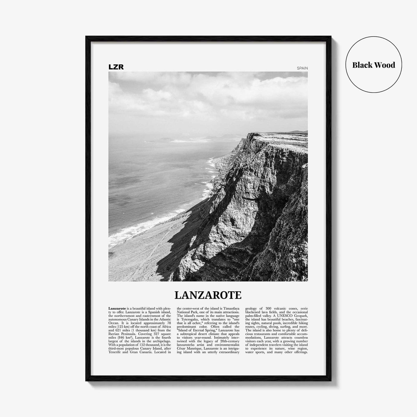 Lanzarote Print Black and White, Lanzarote Wall Art, Lanzarote Poster, Lanzarote Photo, Canary, Spain, Canarias, España, Lanza, Europe
