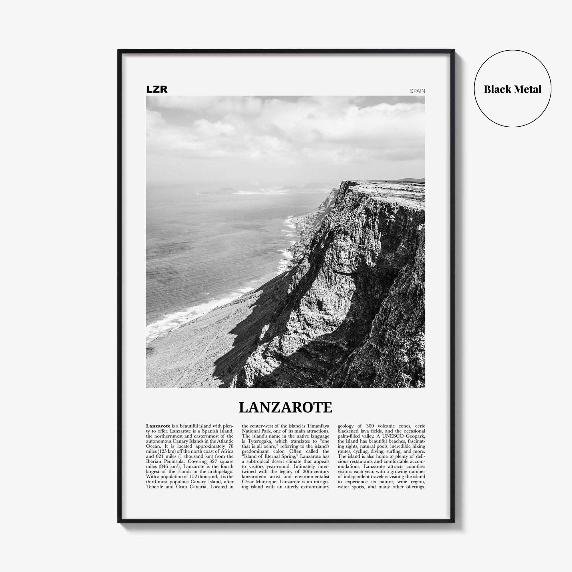 Lanzarote Print Black and White, Lanzarote Wall Art, Lanzarote Poster, Lanzarote Photo, Canary, Spain, Canarias, España, Lanza, Europe