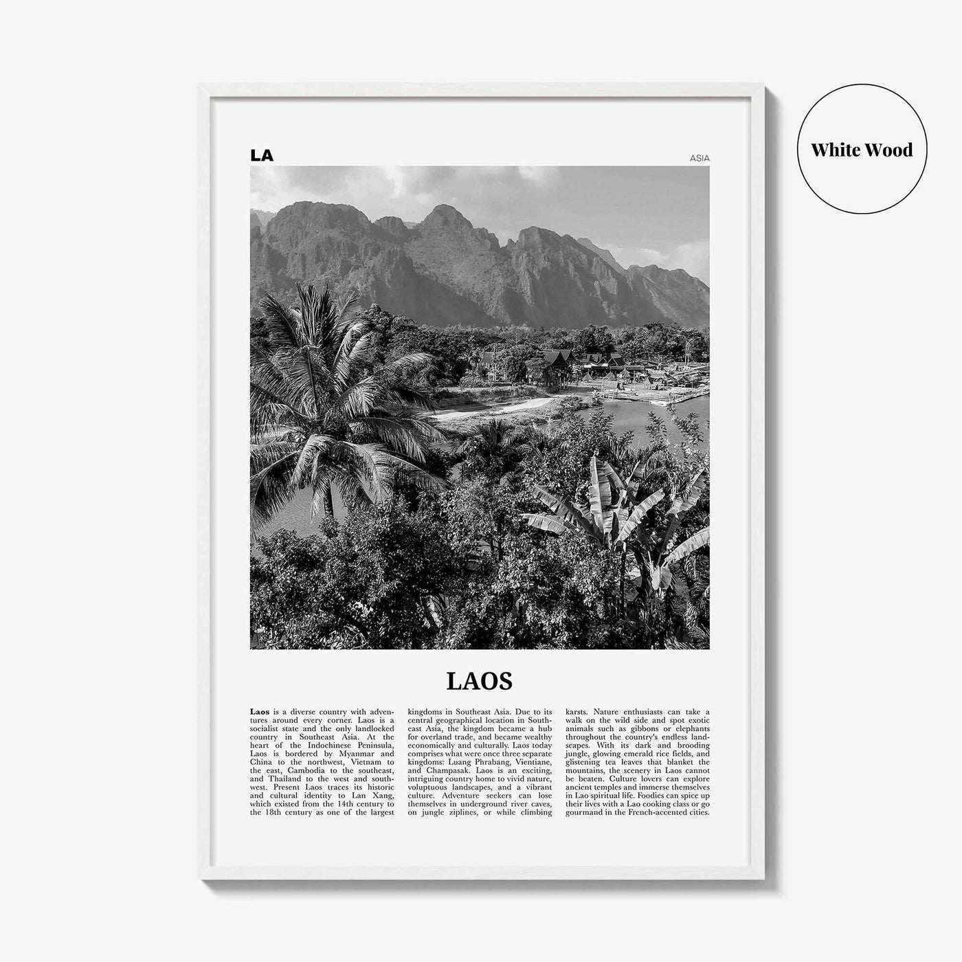 Laos Print Black and White No 2, Laos Wall Art, Laos Poster, Laos Photo, Laos Wall Decor, Lāo, Lao People's, Vientiane, Asia