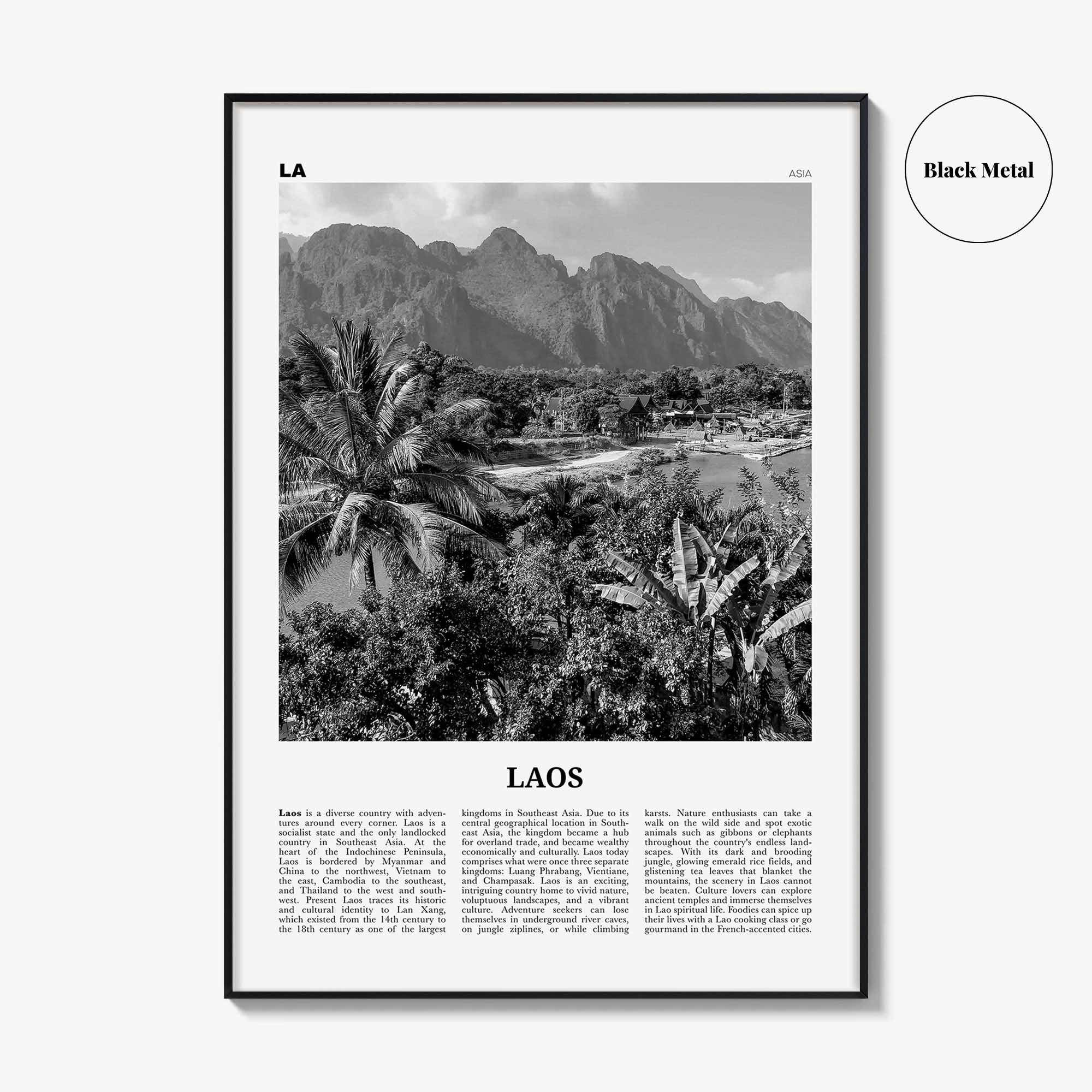 Laos Print Black and White No 2, Laos Wall Art, Laos Poster, Laos Photo, Laos Wall Decor, Lāo, Lao People's, Vientiane, Asia
