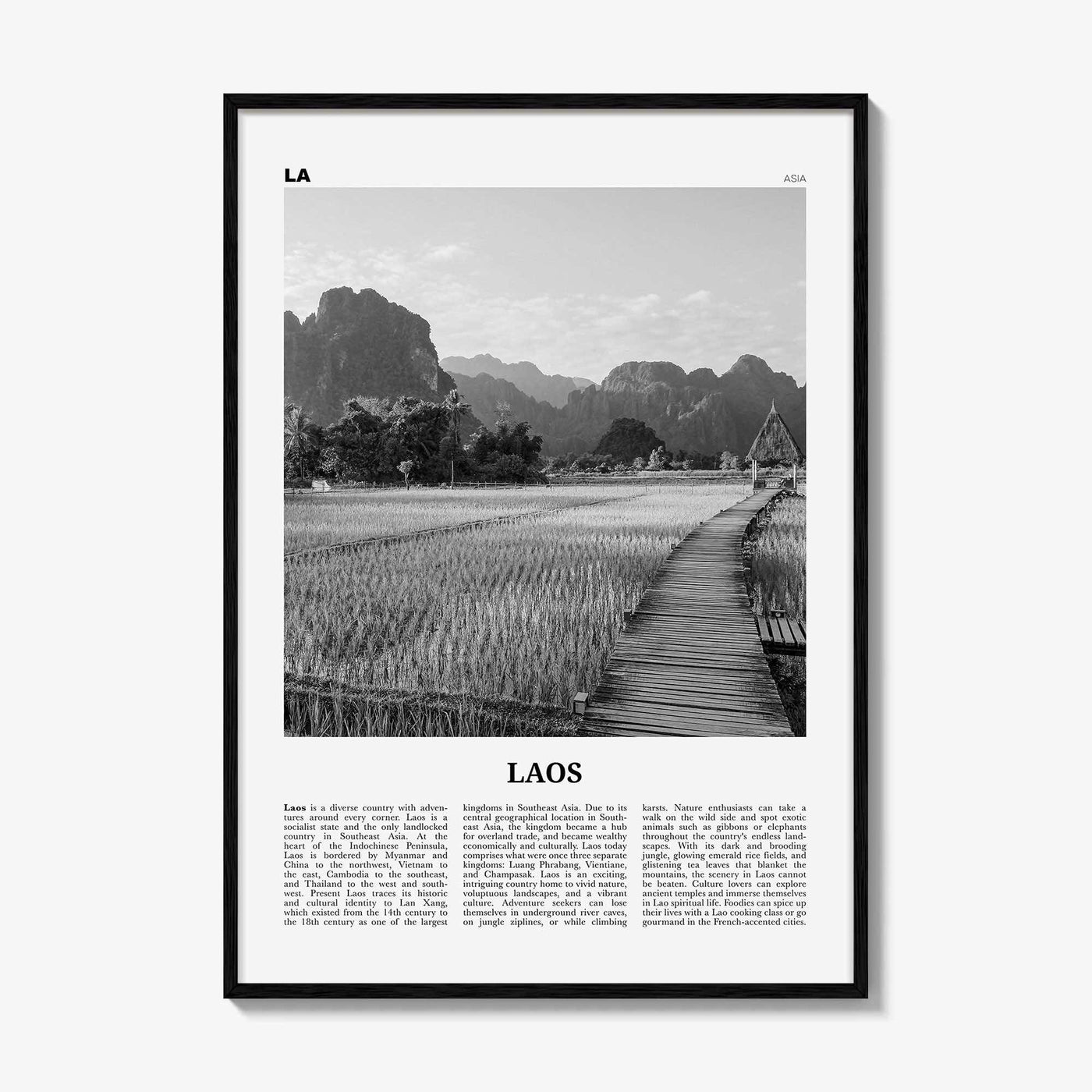 Laos Print Black and White No 3, Laos Wall Art, Laos Poster, Laos Photo, Laos Wall Decor, Lāo, Lao People's, Vientiane, Asia
