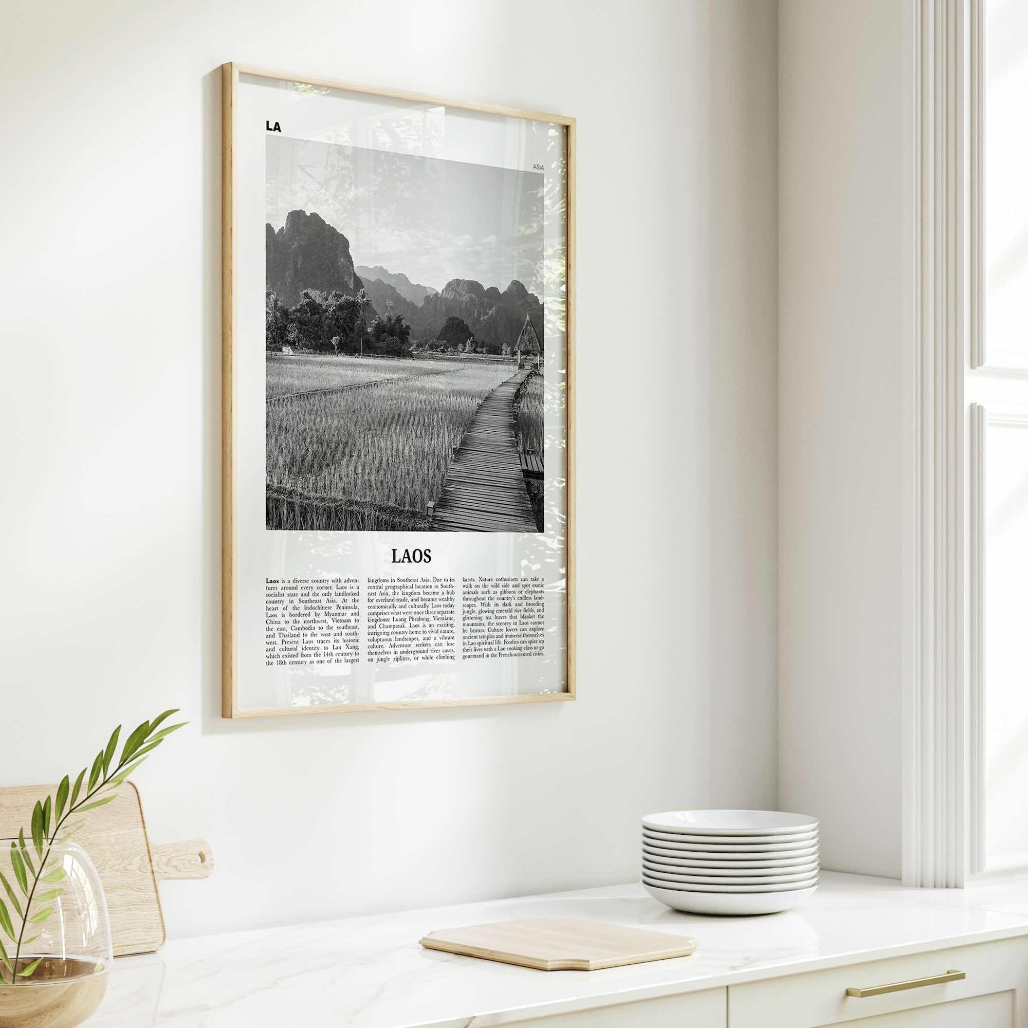 Laos Print Black and White No 3, Laos Wall Art, Laos Poster, Laos Photo, Laos Wall Decor, Lāo, Lao People's, Vientiane, Asia