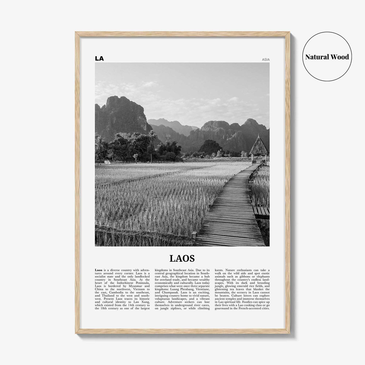 Laos Print Black and White No 3, Laos Wall Art, Laos Poster, Laos Photo, Laos Wall Decor, Lāo, Lao People's, Vientiane, Asia