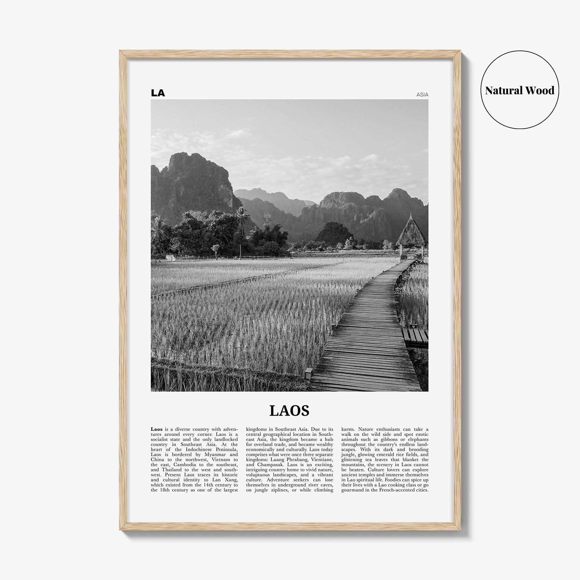 Laos Print Black and White No 3, Laos Wall Art, Laos Poster, Laos Photo, Laos Wall Decor, Lāo, Lao People's, Vientiane, Asia
