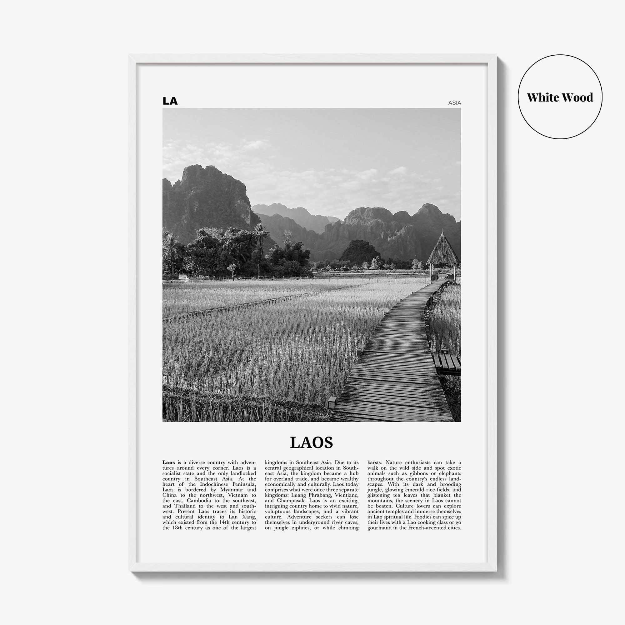 Laos Print Black and White No 3, Laos Wall Art, Laos Poster, Laos Photo, Laos Wall Decor, Lāo, Lao People's, Vientiane, Asia