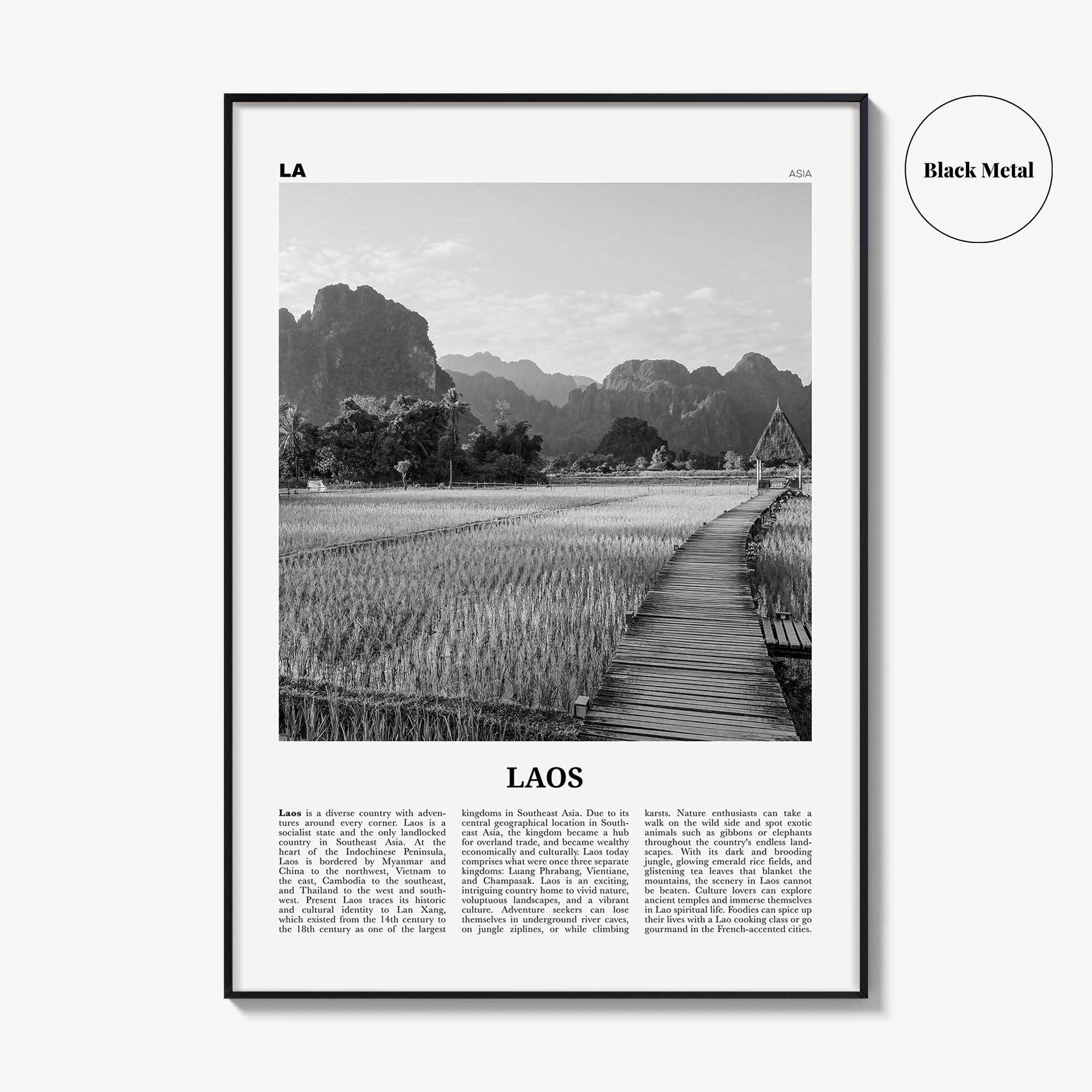 Laos Print Black and White No 3, Laos Wall Art, Laos Poster, Laos Photo, Laos Wall Decor, Lāo, Lao People's, Vientiane, Asia