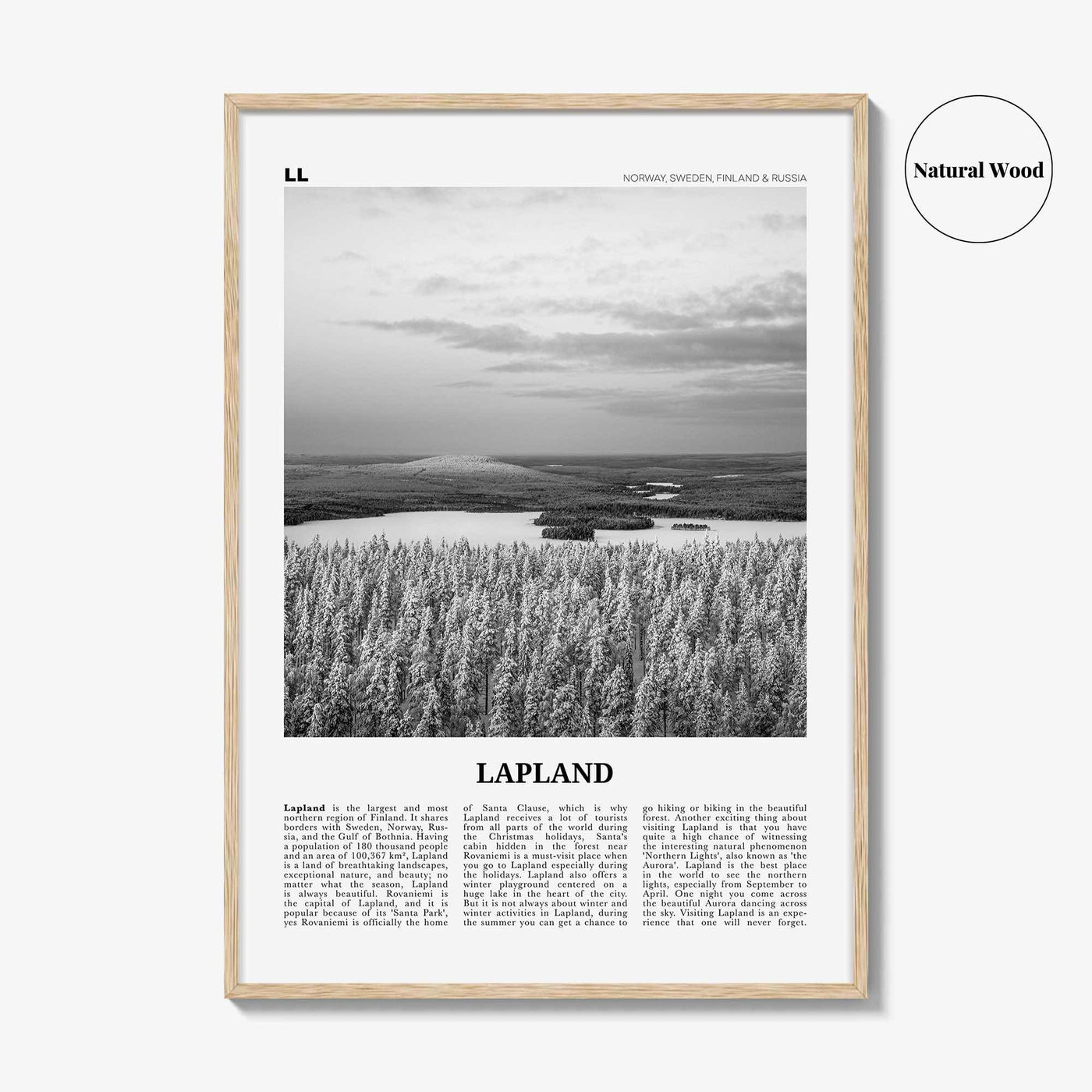 Lapland Print Black and White, Lapland Wall Art, Lapland Poster, Lapland Photo, Lapland Wall Décor, Lapland Map, Norway, Sweden, Finland