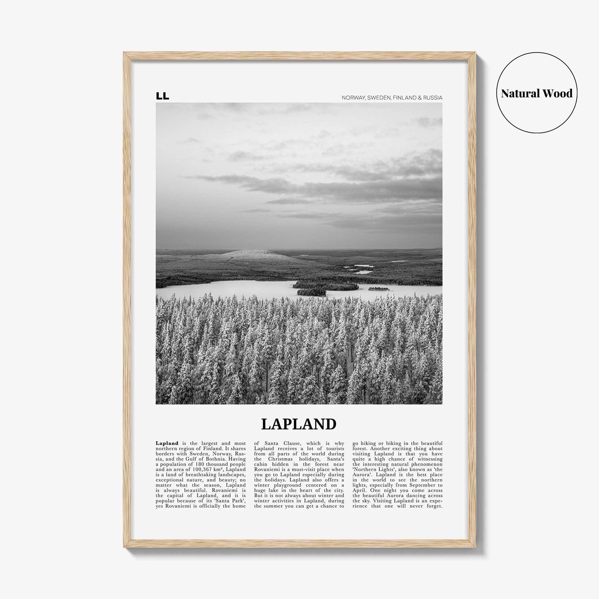 Lapland Print Black and White, Lapland Wall Art, Lapland Poster, Lapland Photo, Lapland Wall Décor, Lapland Map, Norway, Sweden, Finland