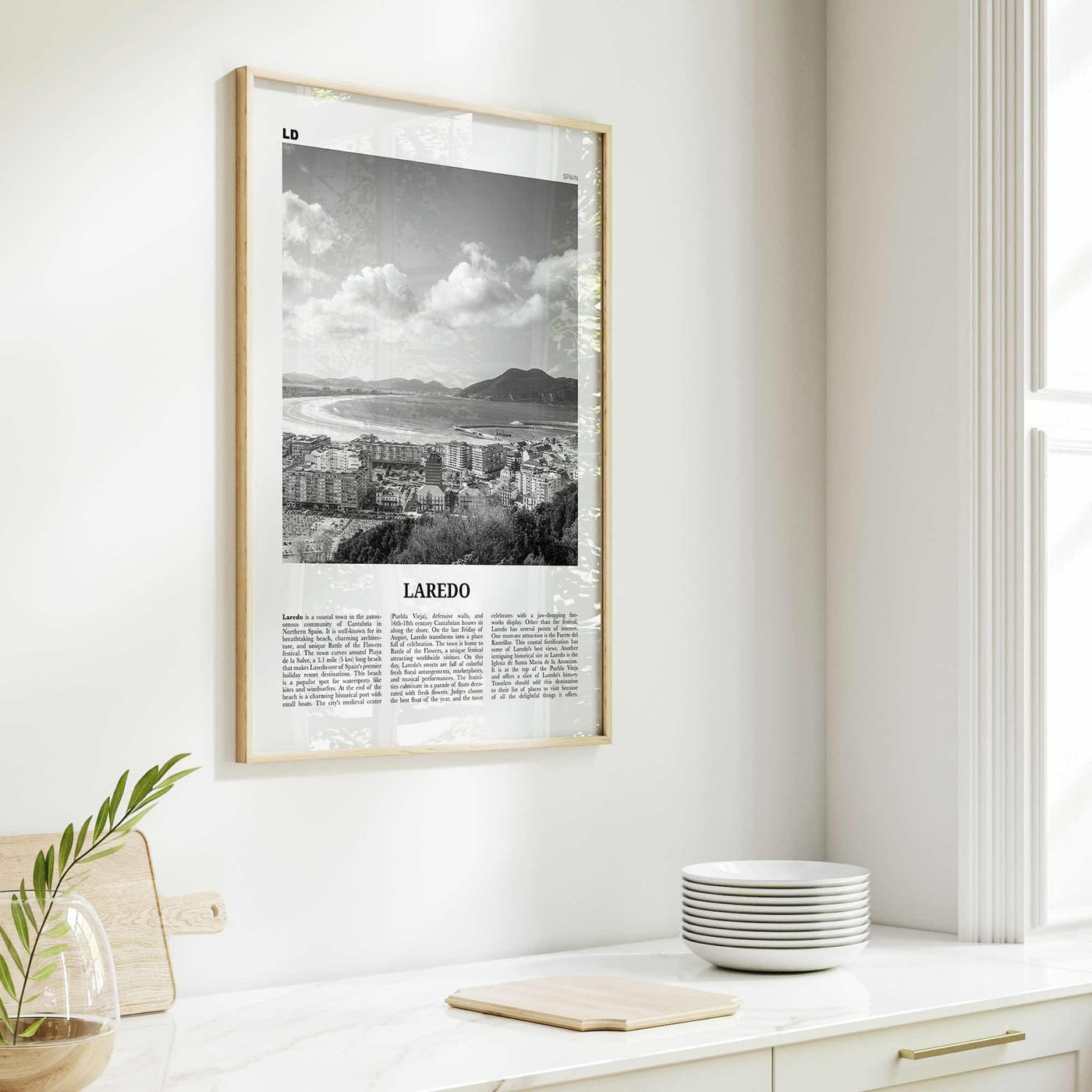 Laredo Print Black and White Spain, Laredo Wall Art, Laredo Poster, Laredo Photo, Laredo Map, Laredo Wall Decor, Spain